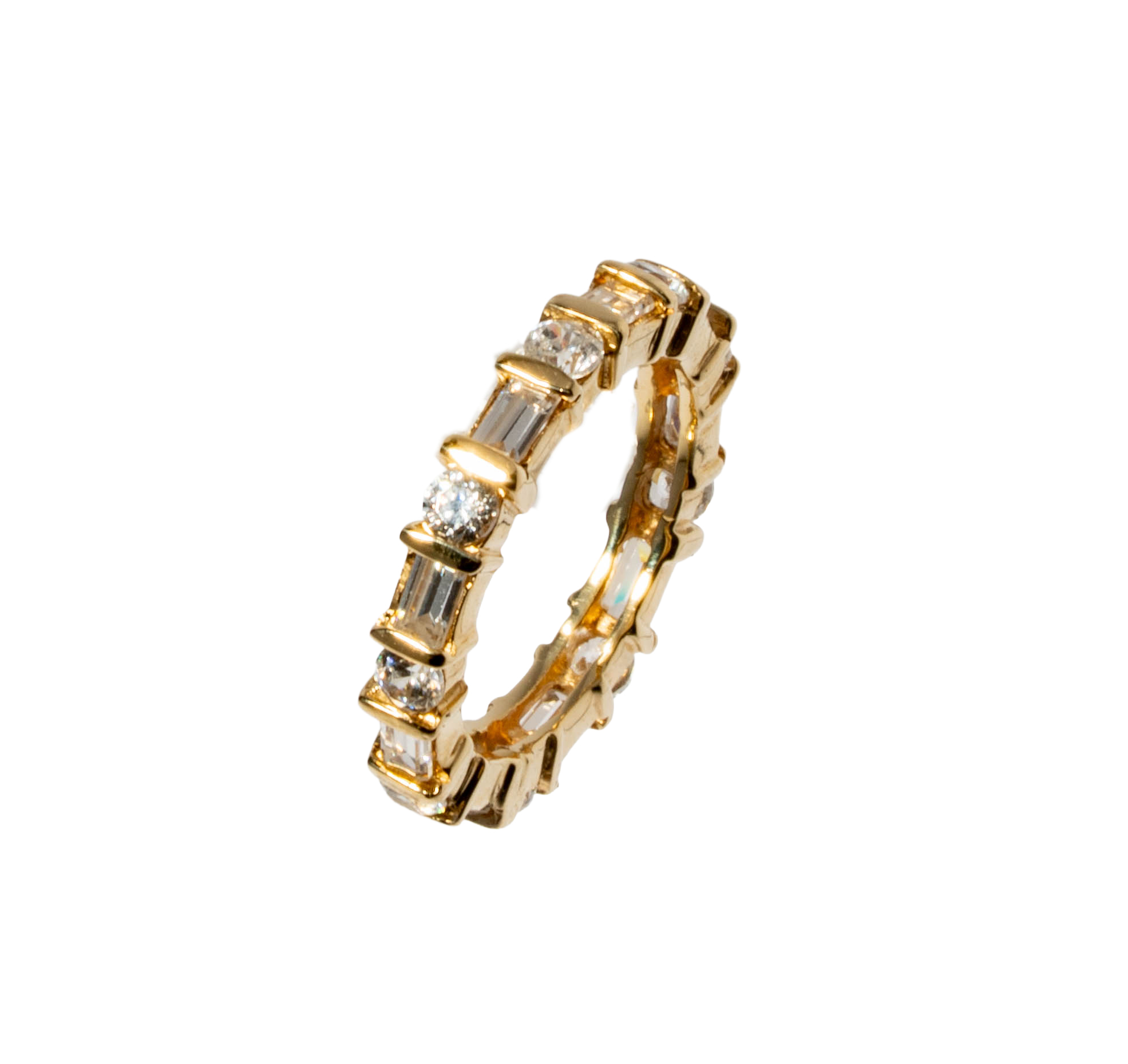18 Karat Yellow Gold and Cubic Zirconia Eternity Band
