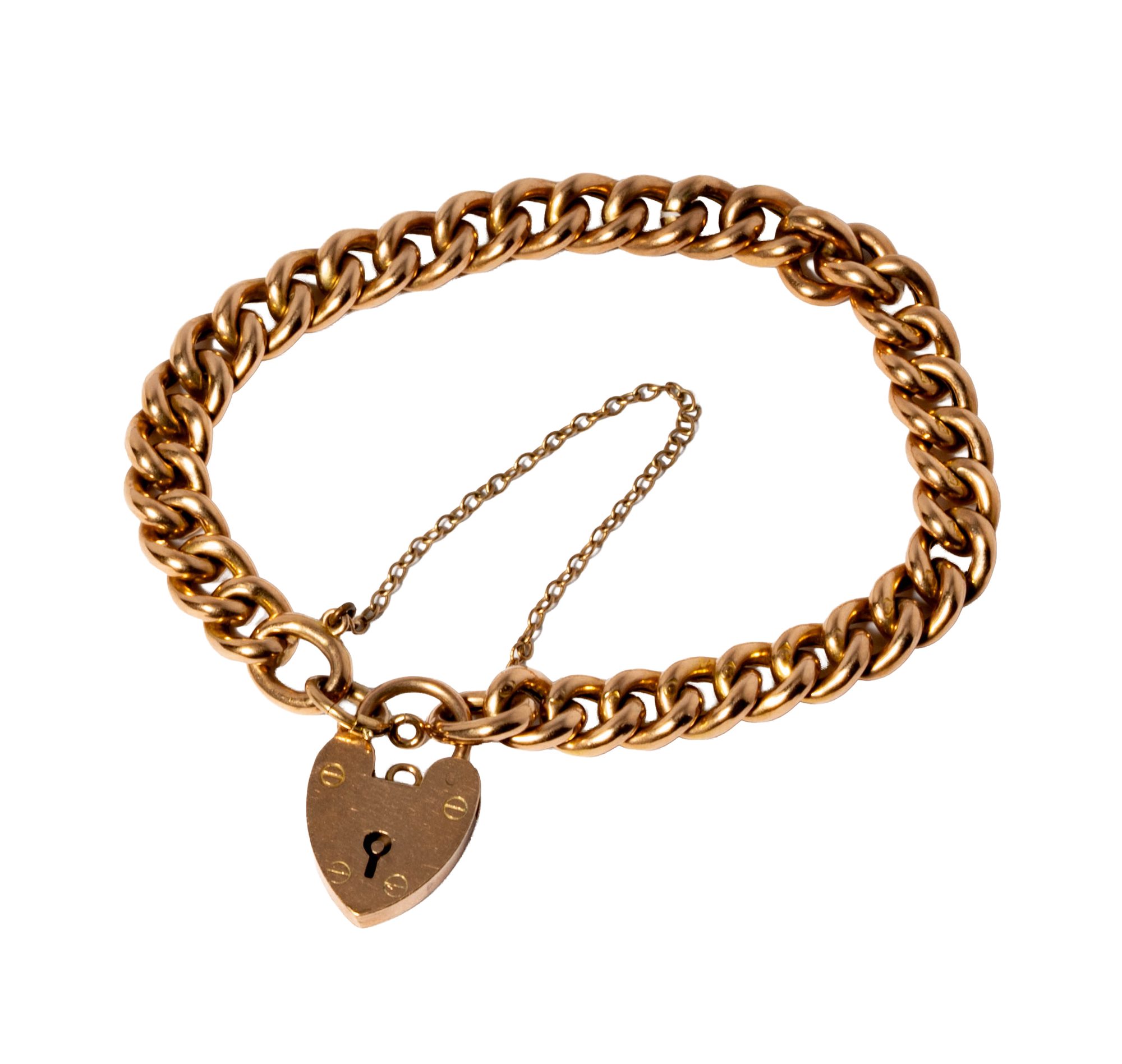 9 Karat Rose Gold Heart Locket Bracelet