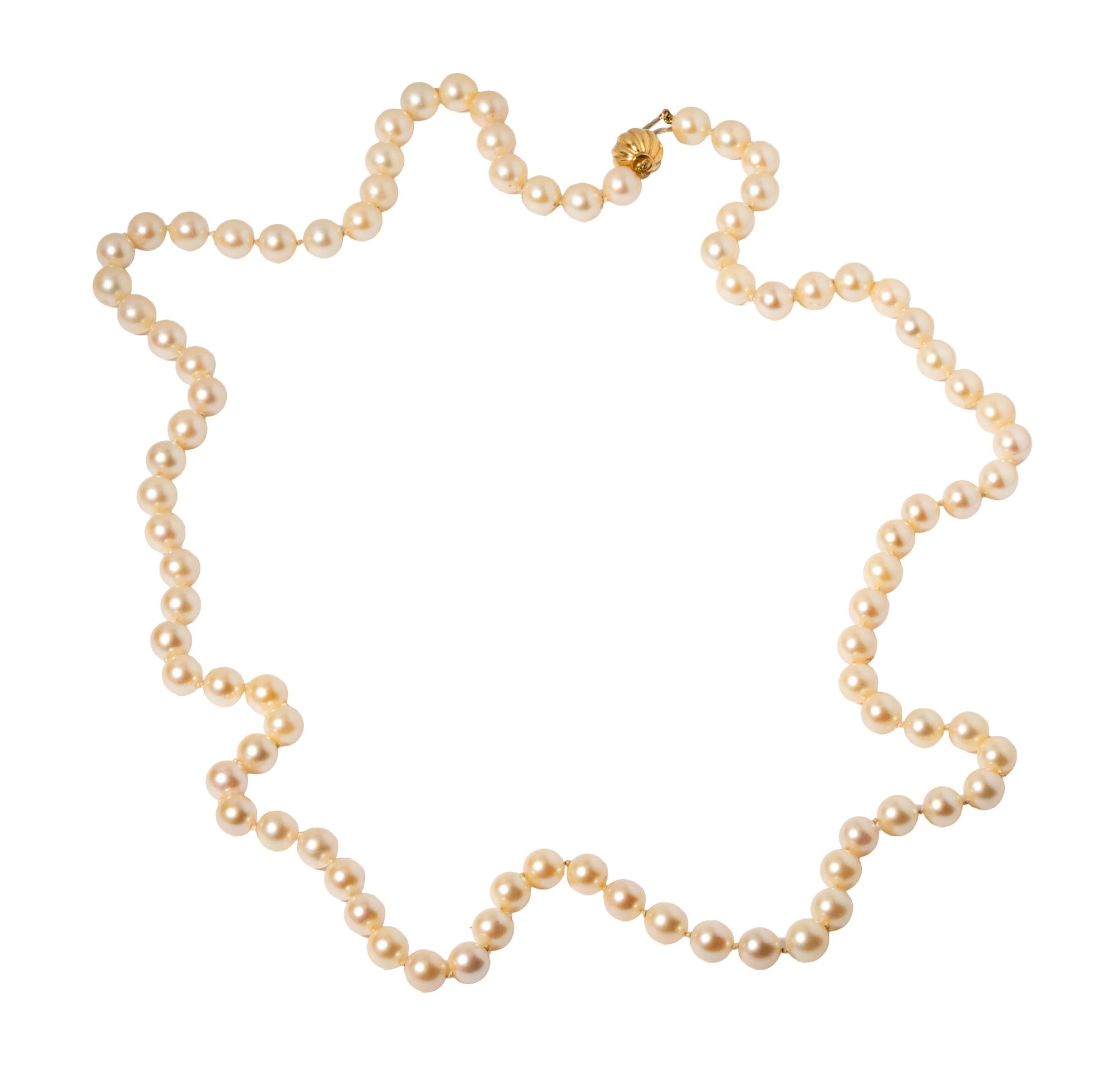 14 Karat Yellow Gold Pearl Necklace