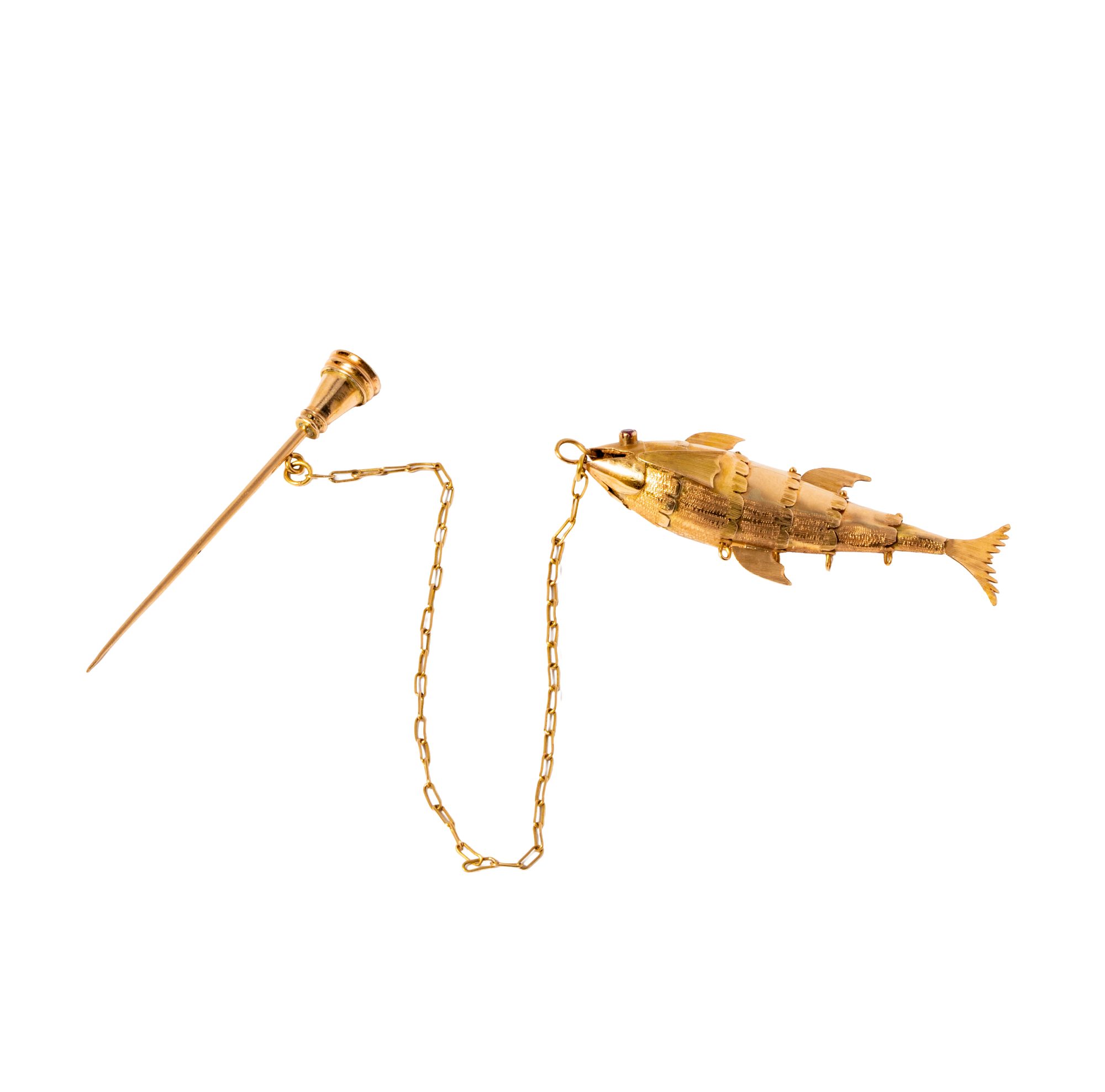 18 Karat Yellow Gold Articulated Fish