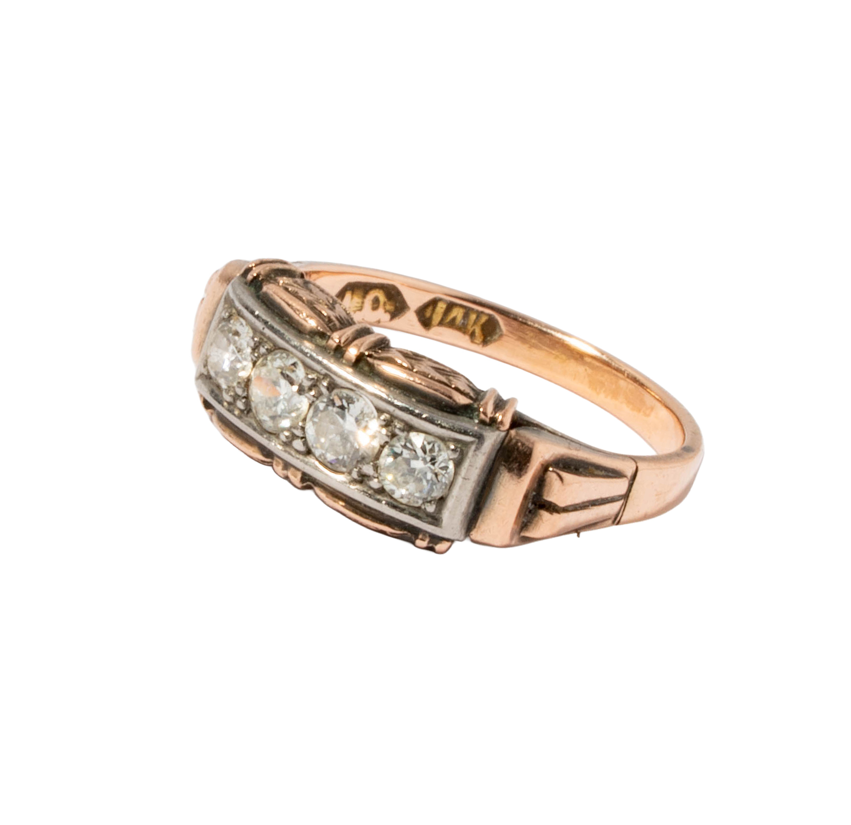 14 Karat Rose Gold Diamond Ring