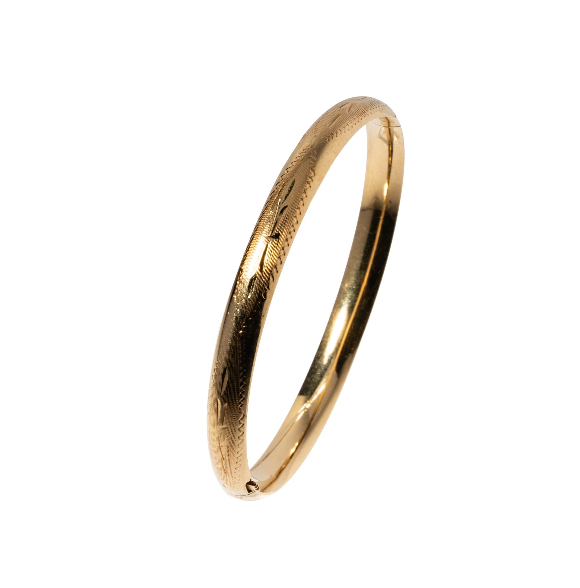 14 Karat Gold Engraved Bangle