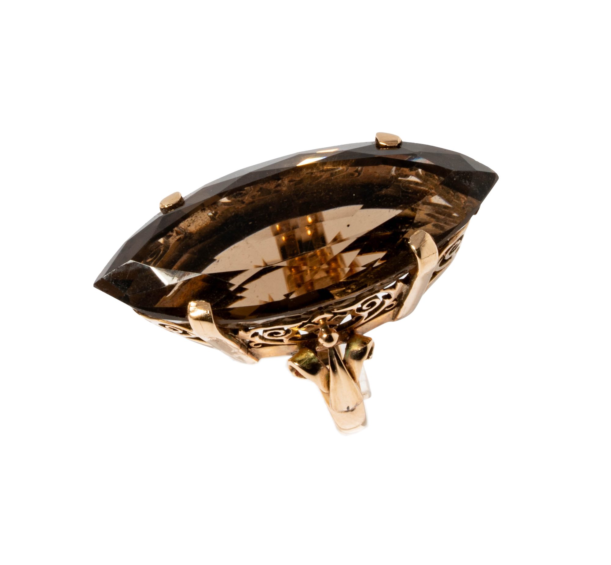 18 Karat Yellow Gold Smoky Quartz Ring