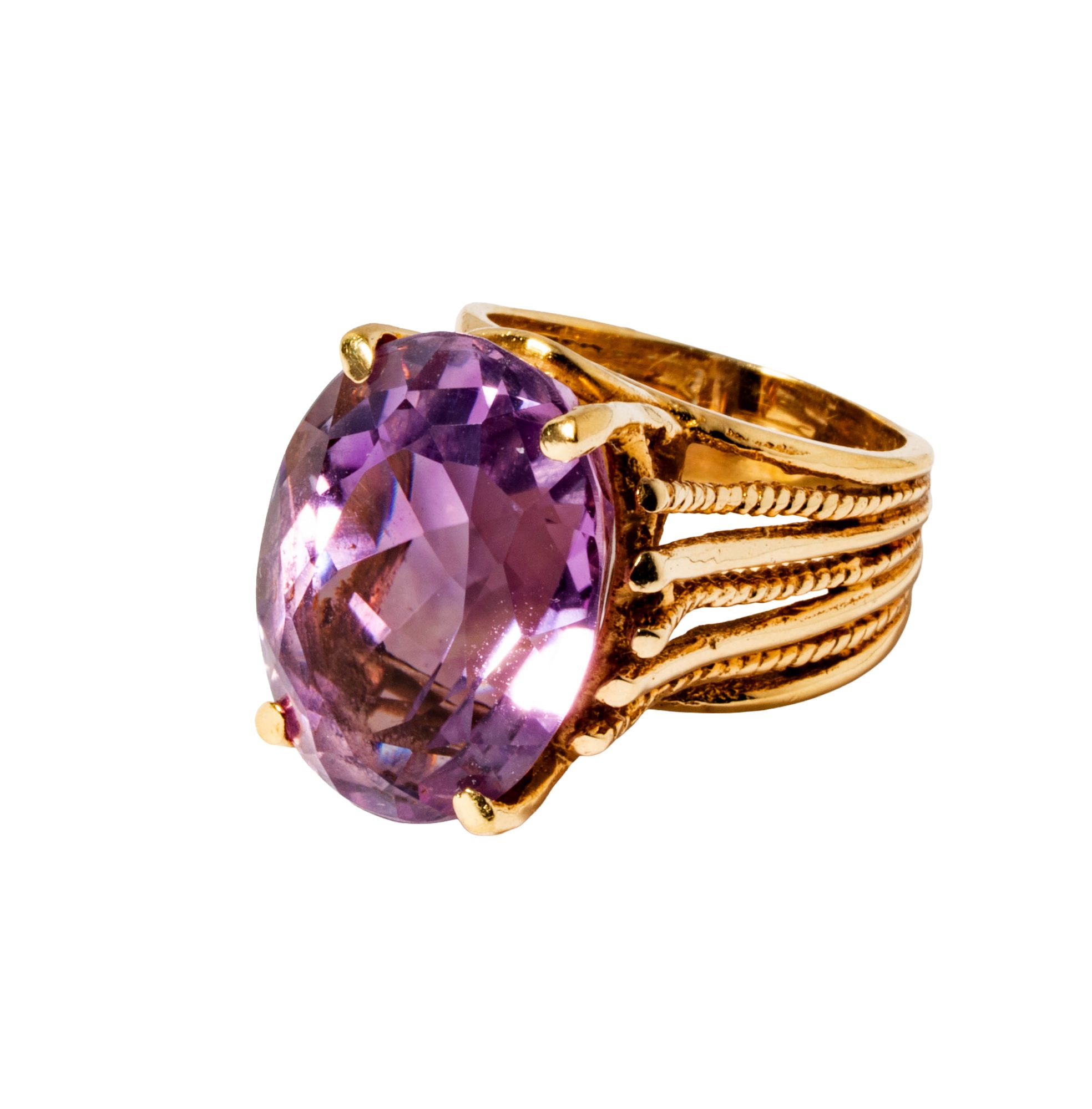 14 Karat Yellow Gold Amethyst Ring