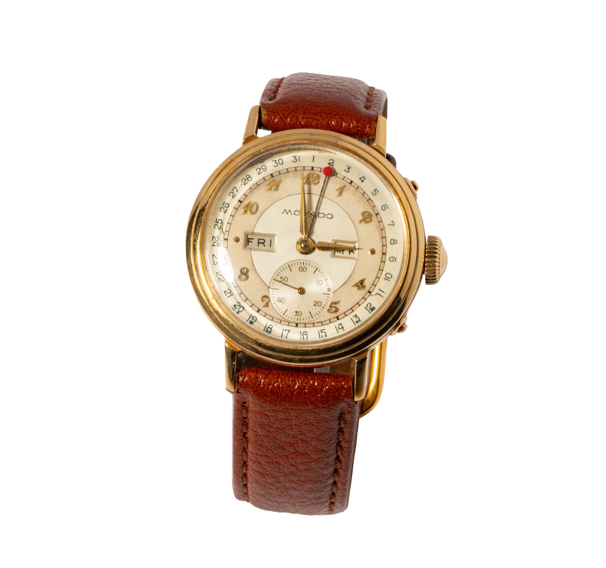 Movado 14 Karat Yellow Gold Calender Watch