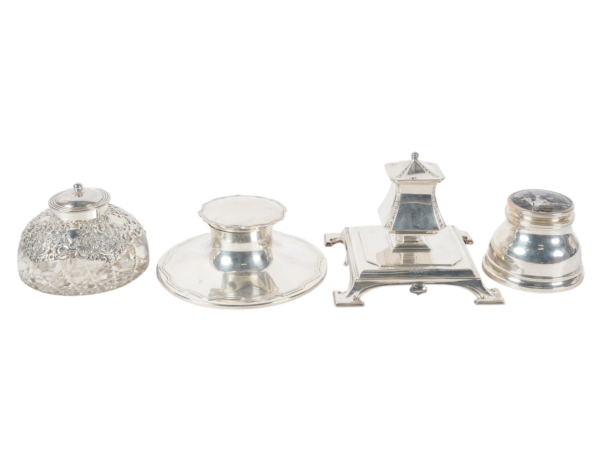 Four Sterling Silver Inkwells
