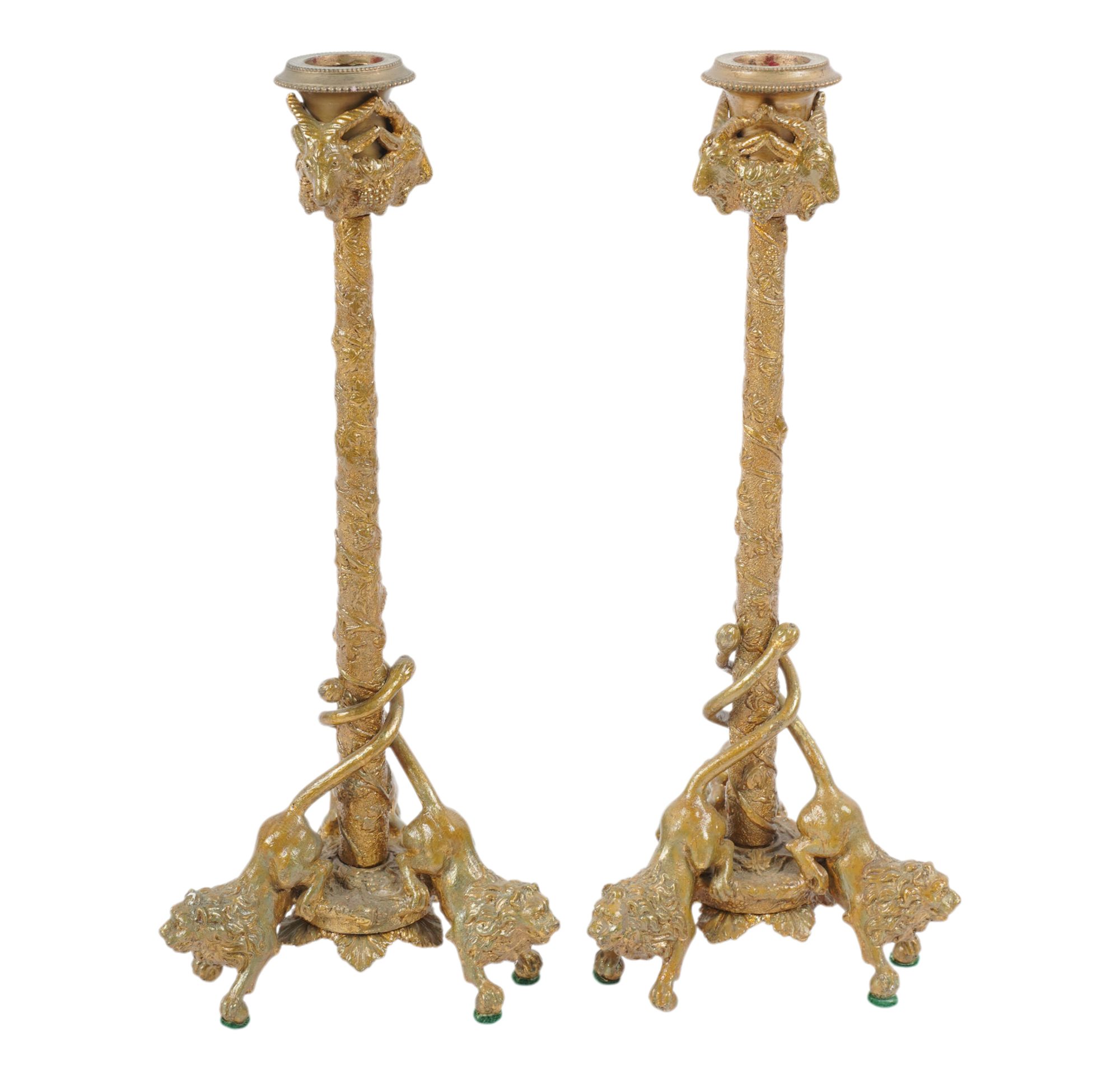 A Pair of Christophe Fratin Style Gilt Bronze Candlesticks