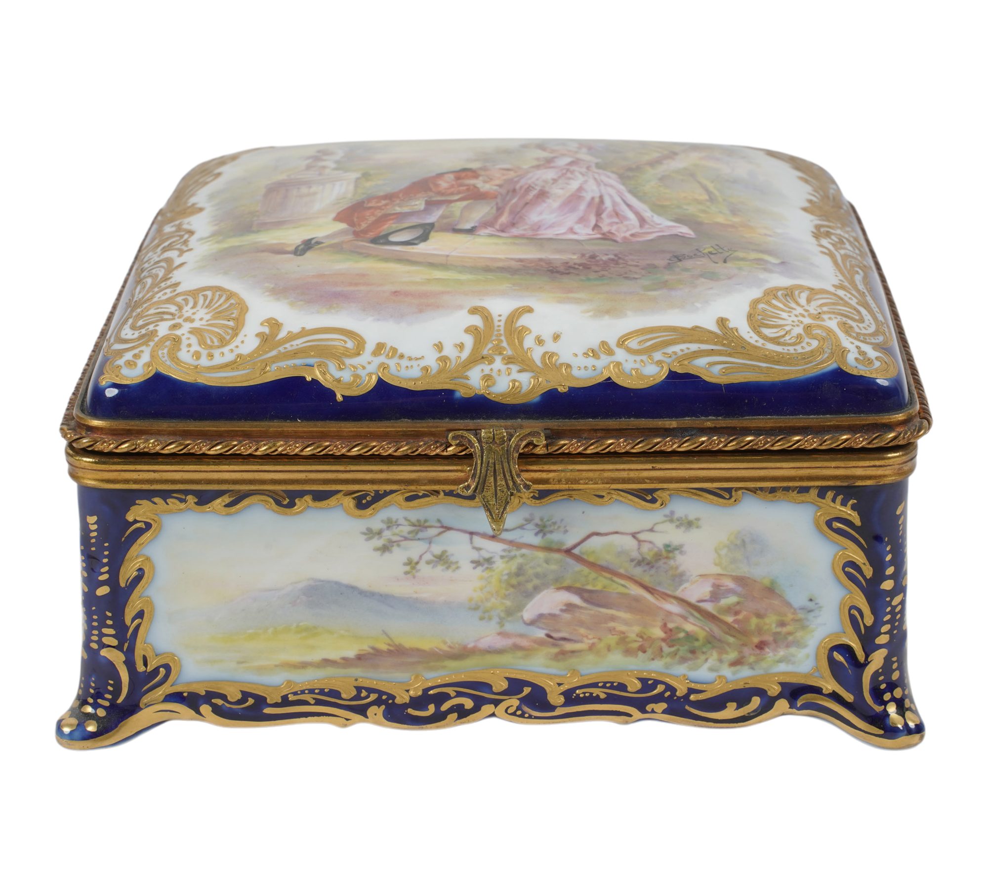 A French Sevres Style Porcelain Jewel Box