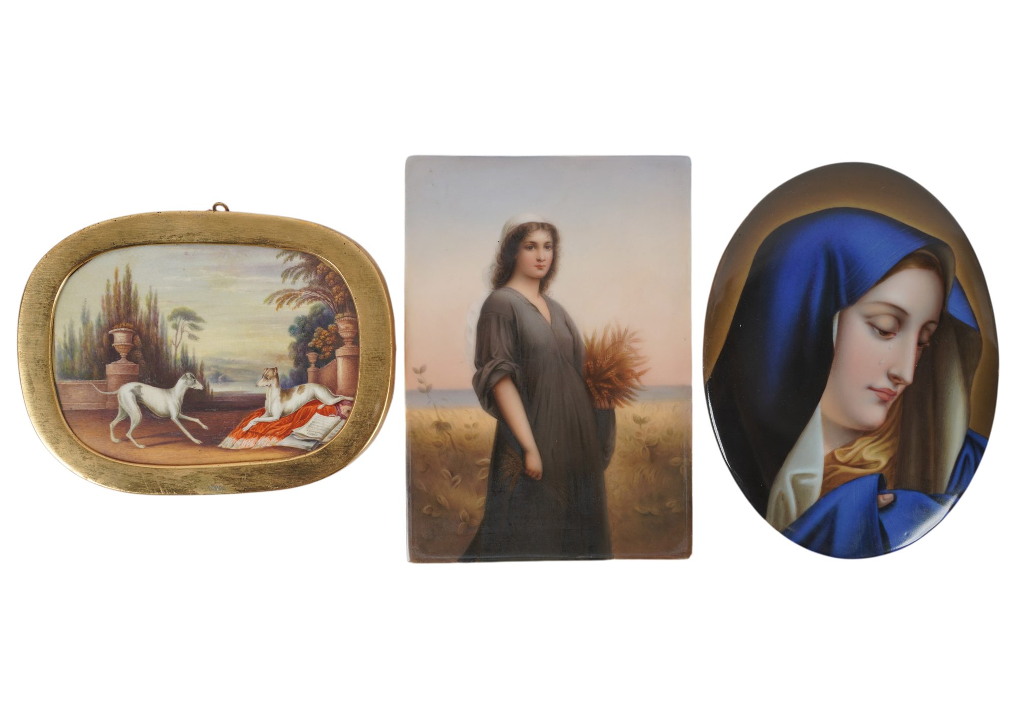 Three Hand-Painted Porcelain Plaques