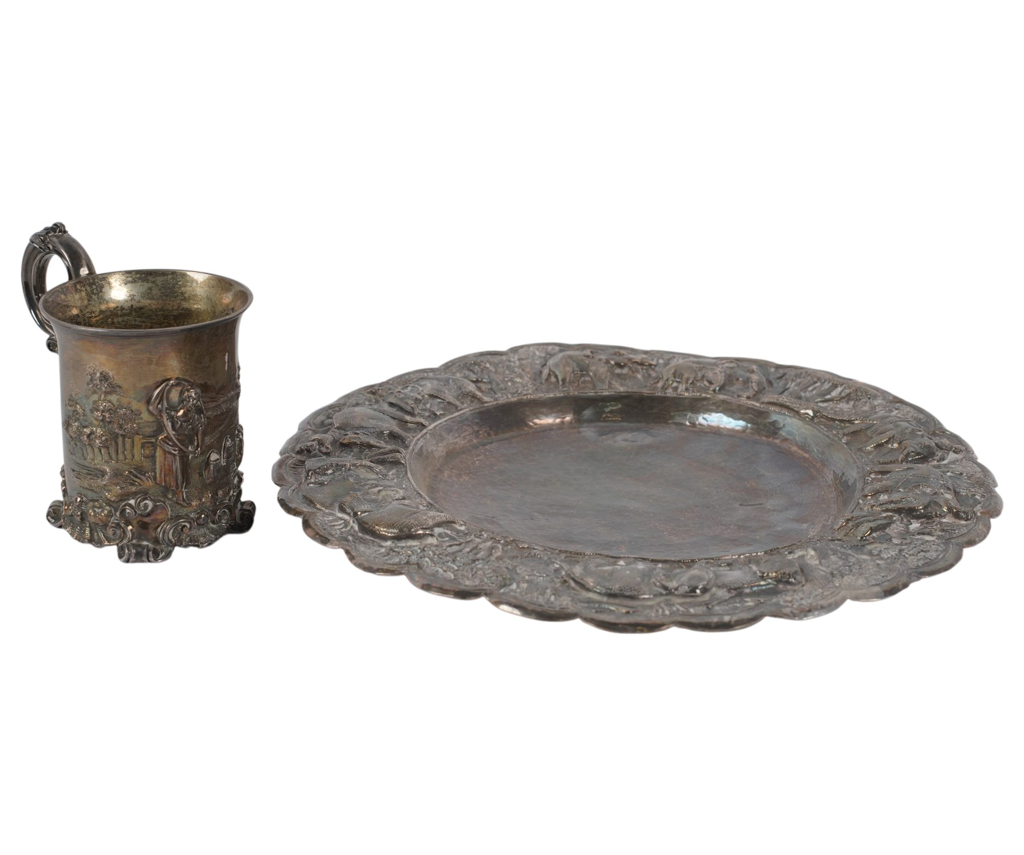 Two Repousse Sterling Silver Table Articles
