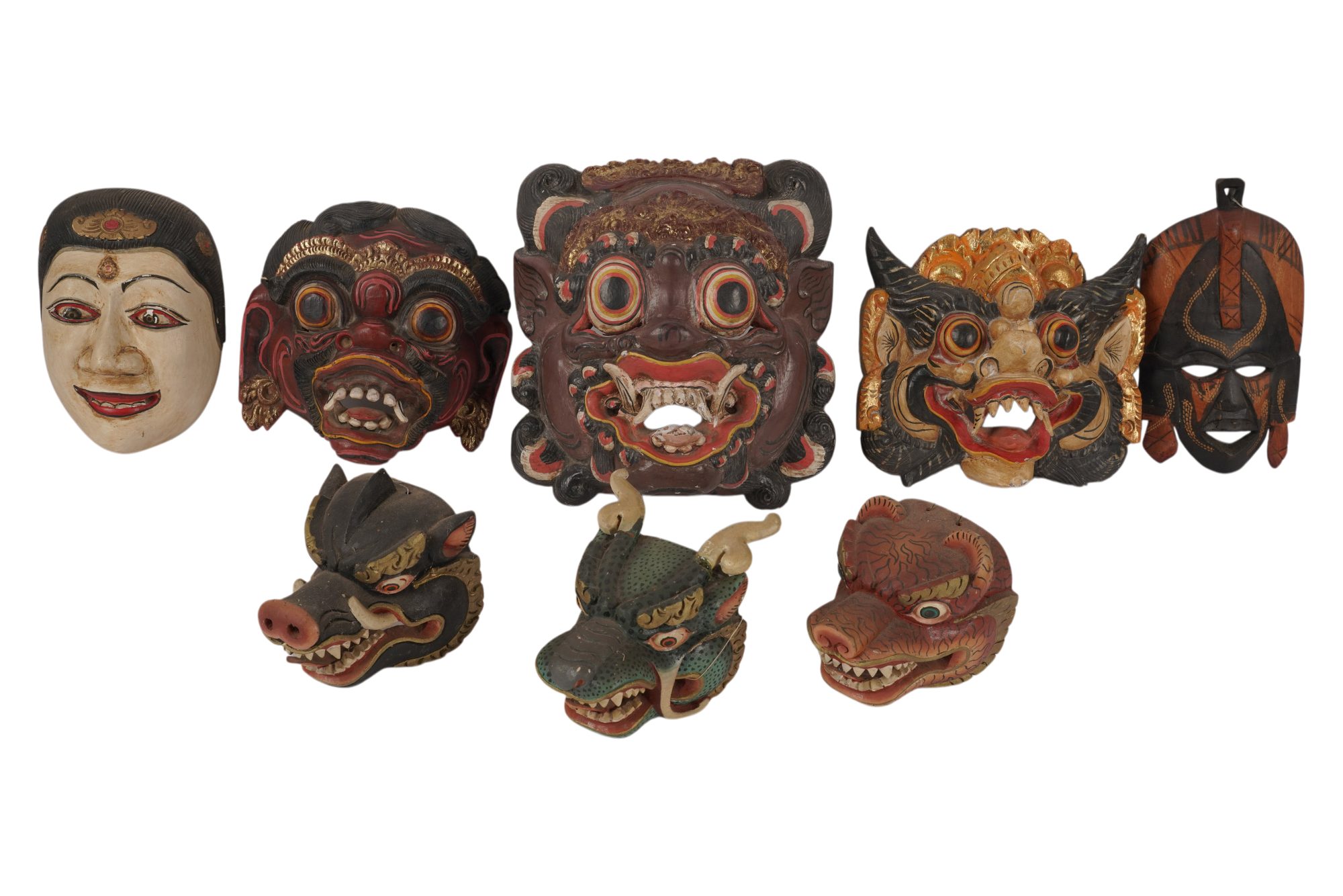 Collection of Painted and Carved Balinese Masks