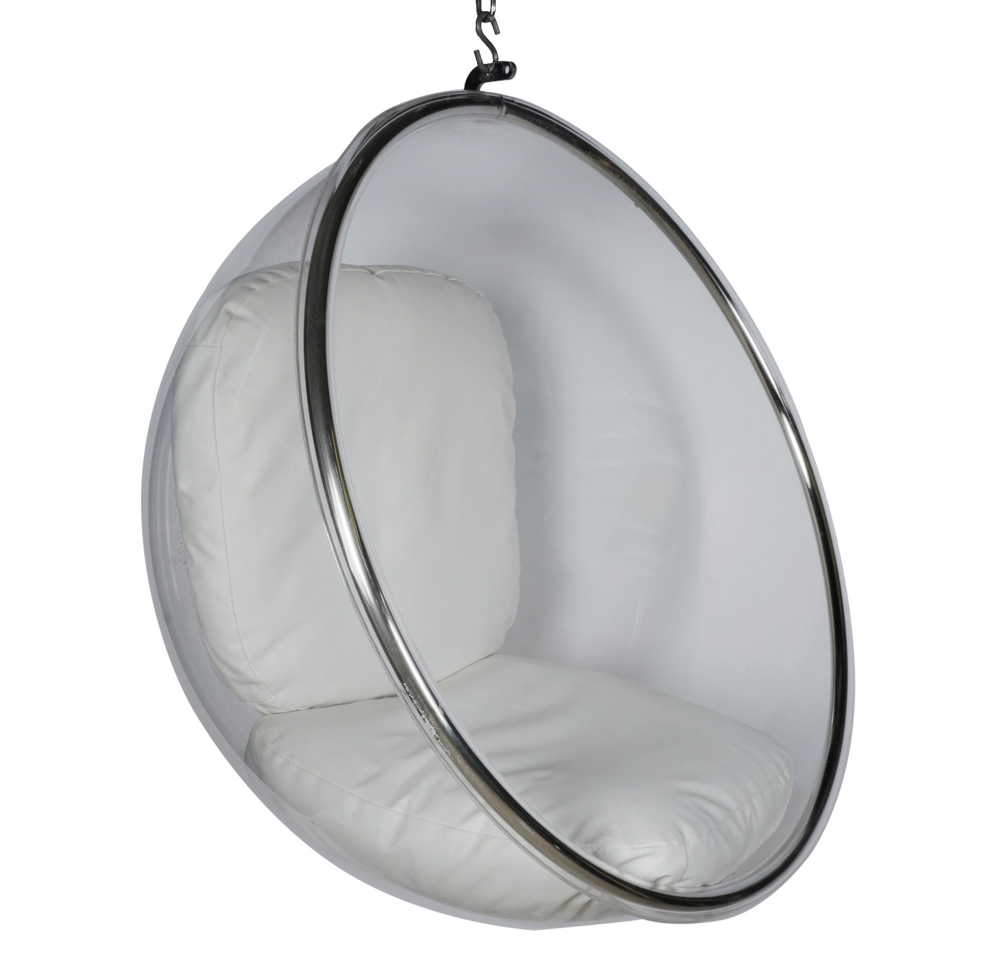 Acrylic and Chrome Hanging Bubble Chair