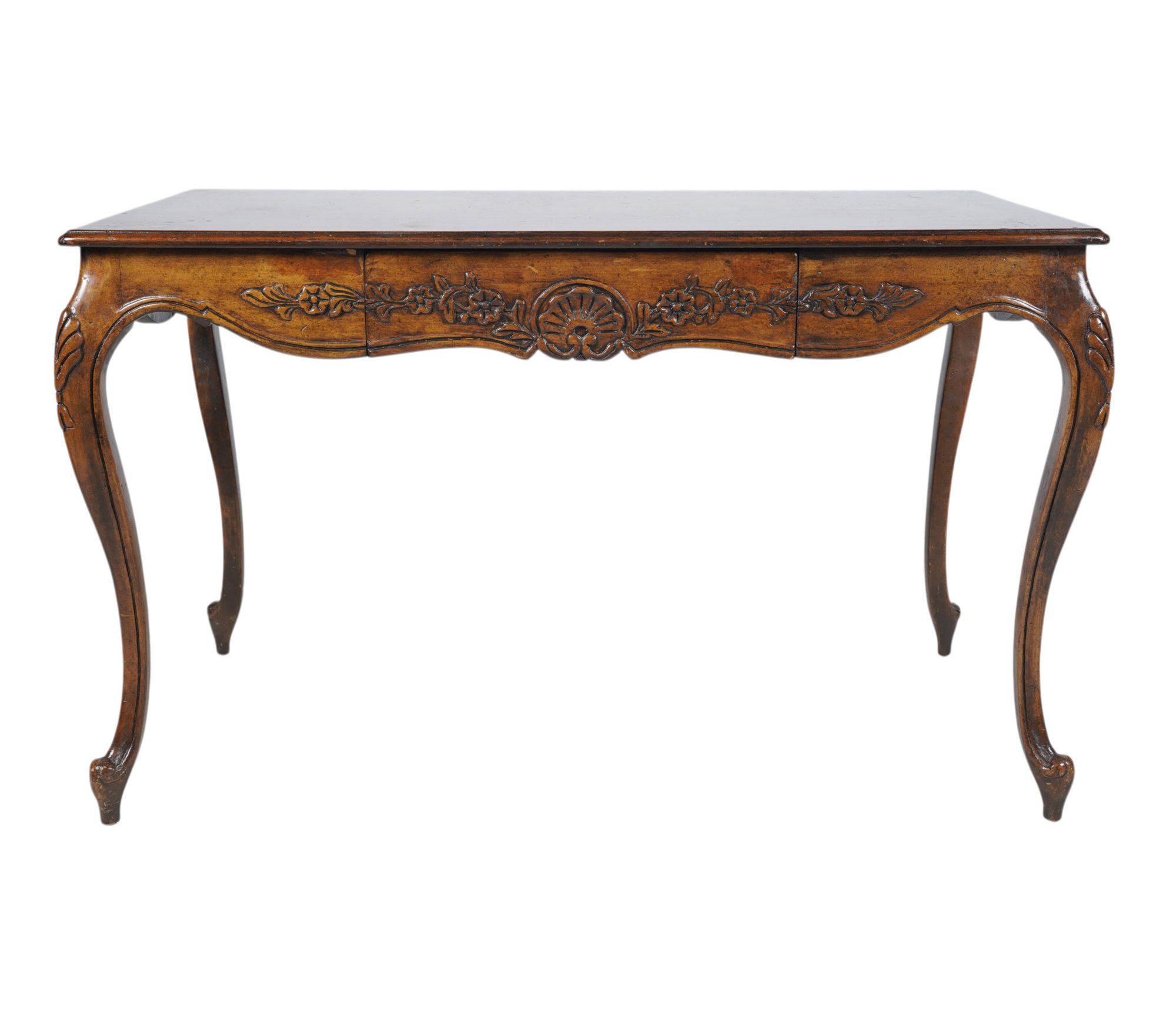 French Carved Wood Single Drawer Writing Table