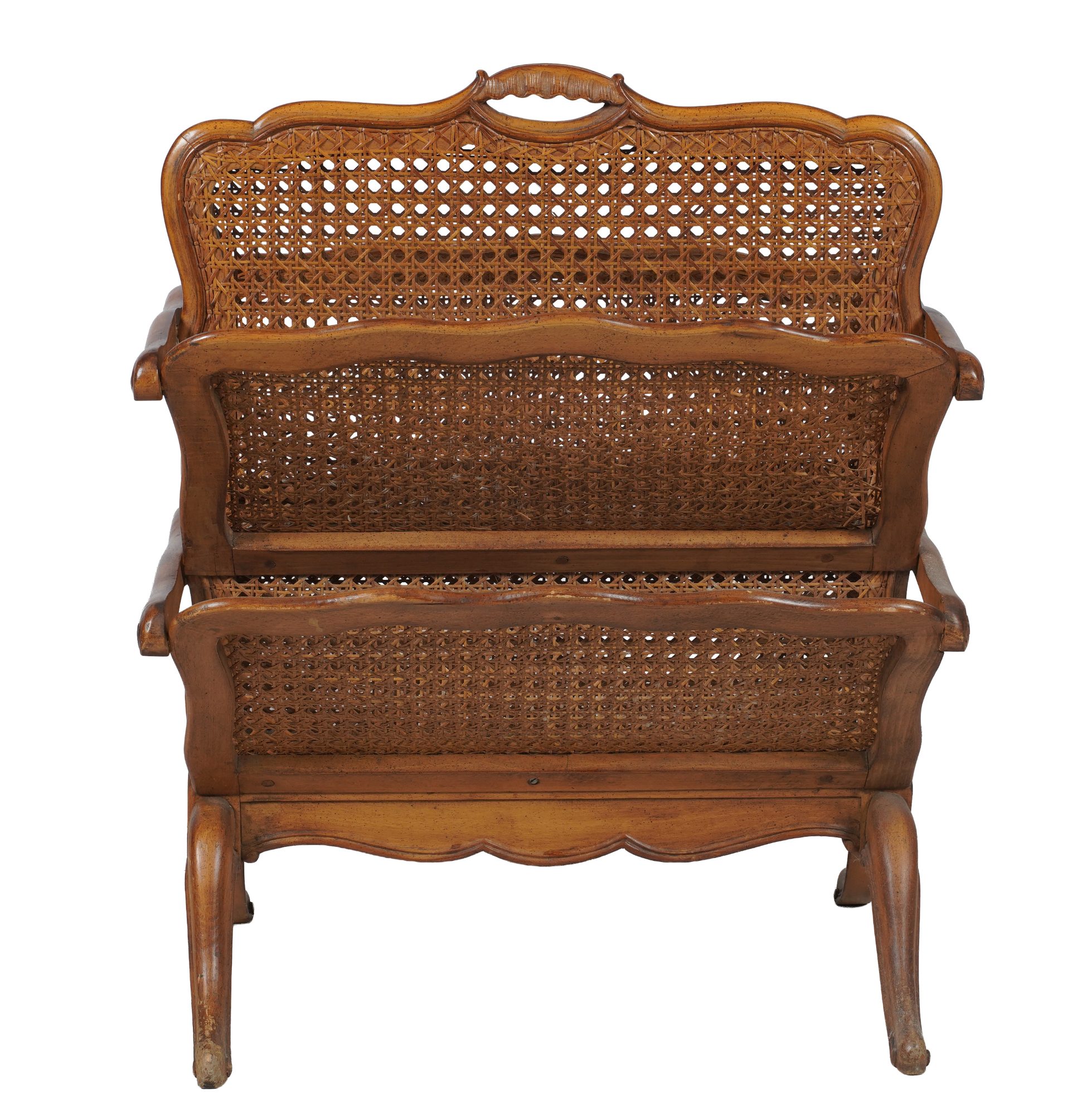 Carved Wood and Cane Magazine Stand
