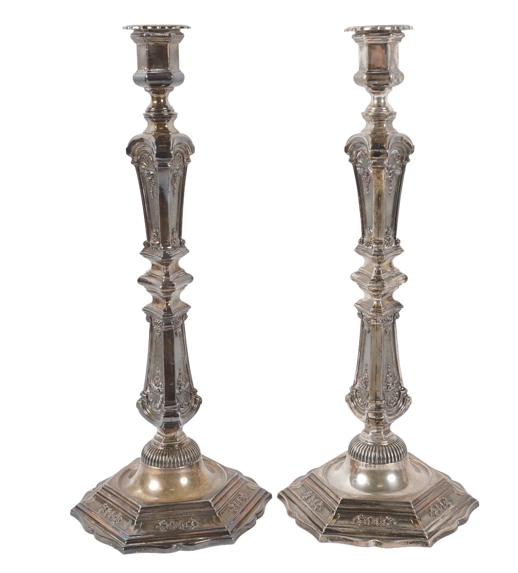 A Pair of Tall .800 Silver Candlesticks