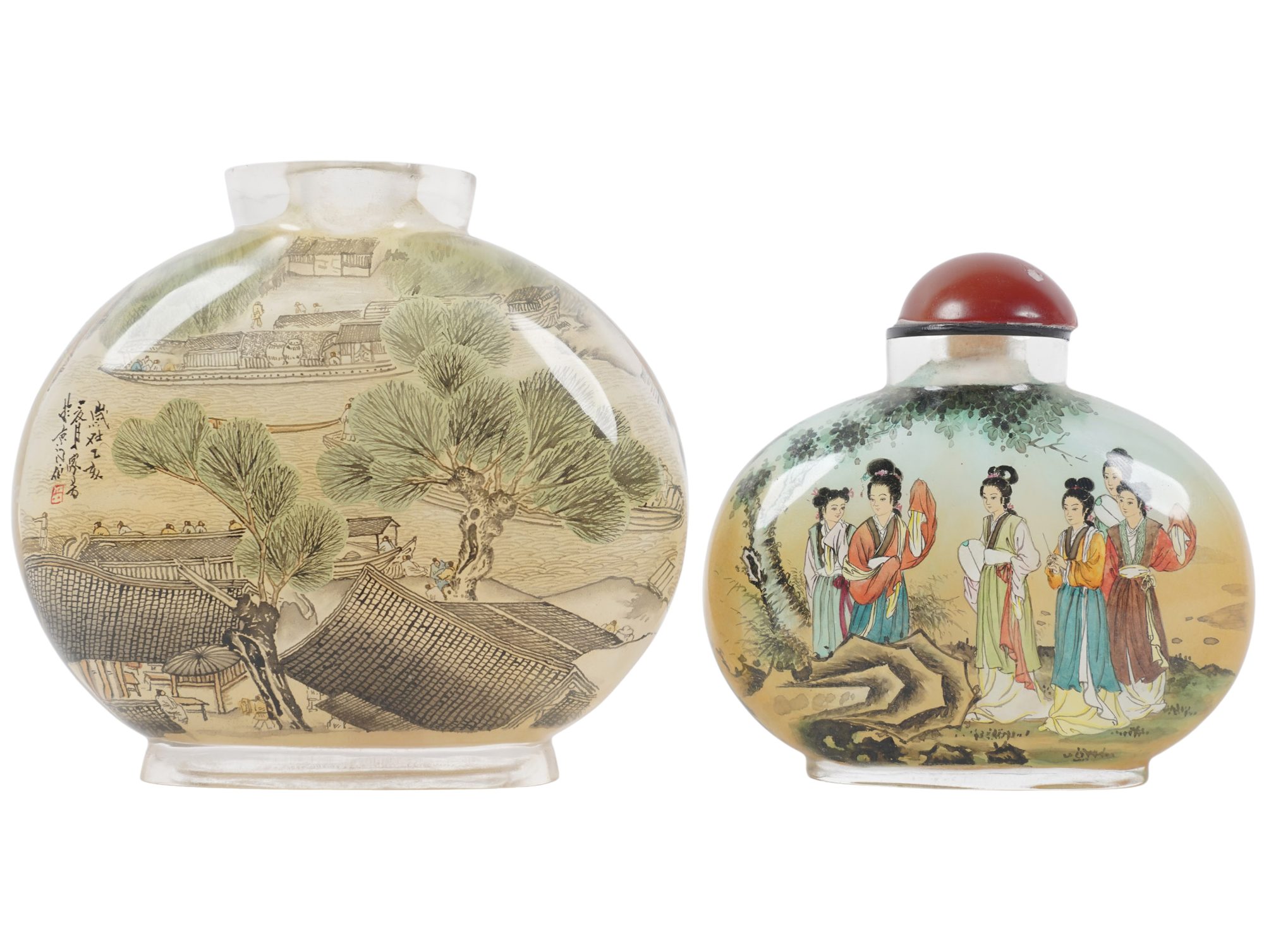 Two Chinese Reverse Painted Snuff Bottles