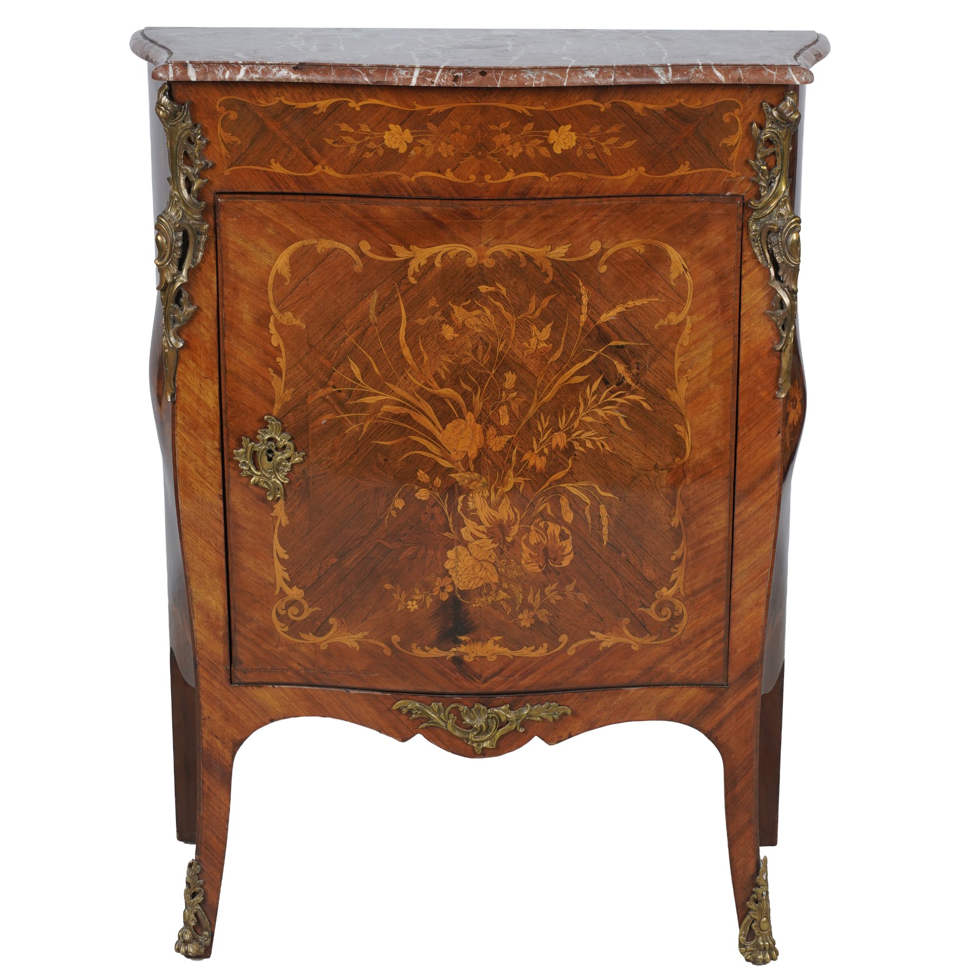 Louis XV-Style Marquetry Inlaid Side Cabinet
