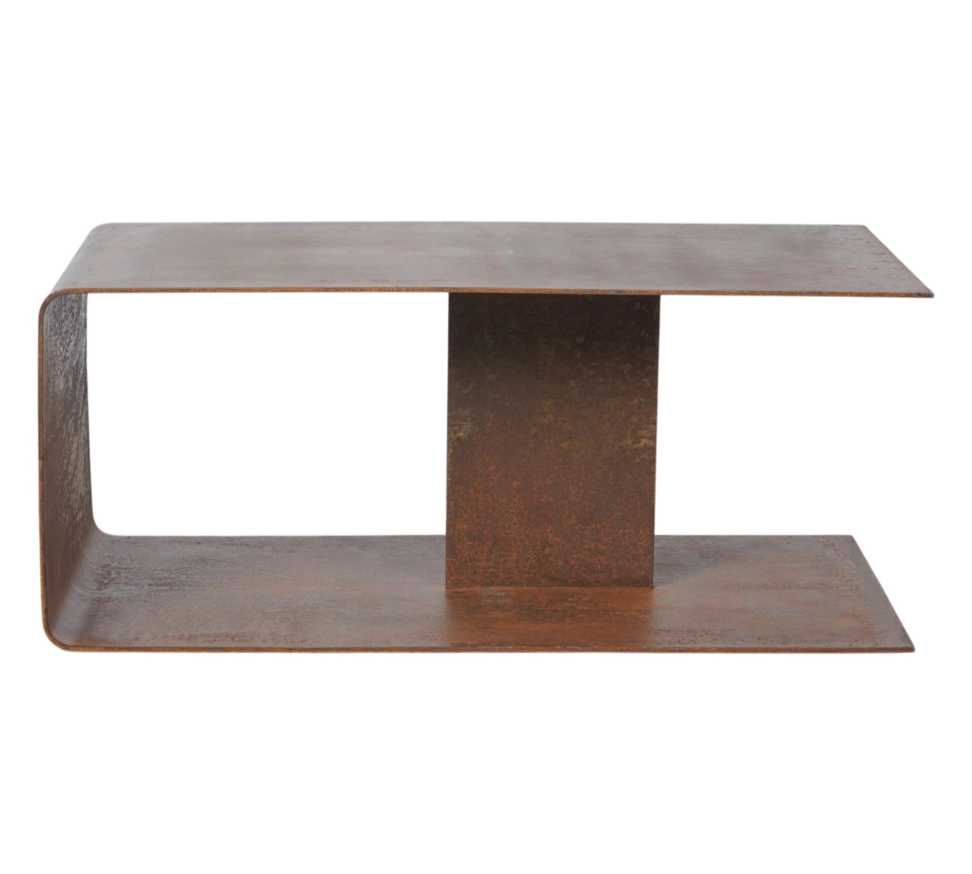 A Modern Patinated Steel Pedestal Table