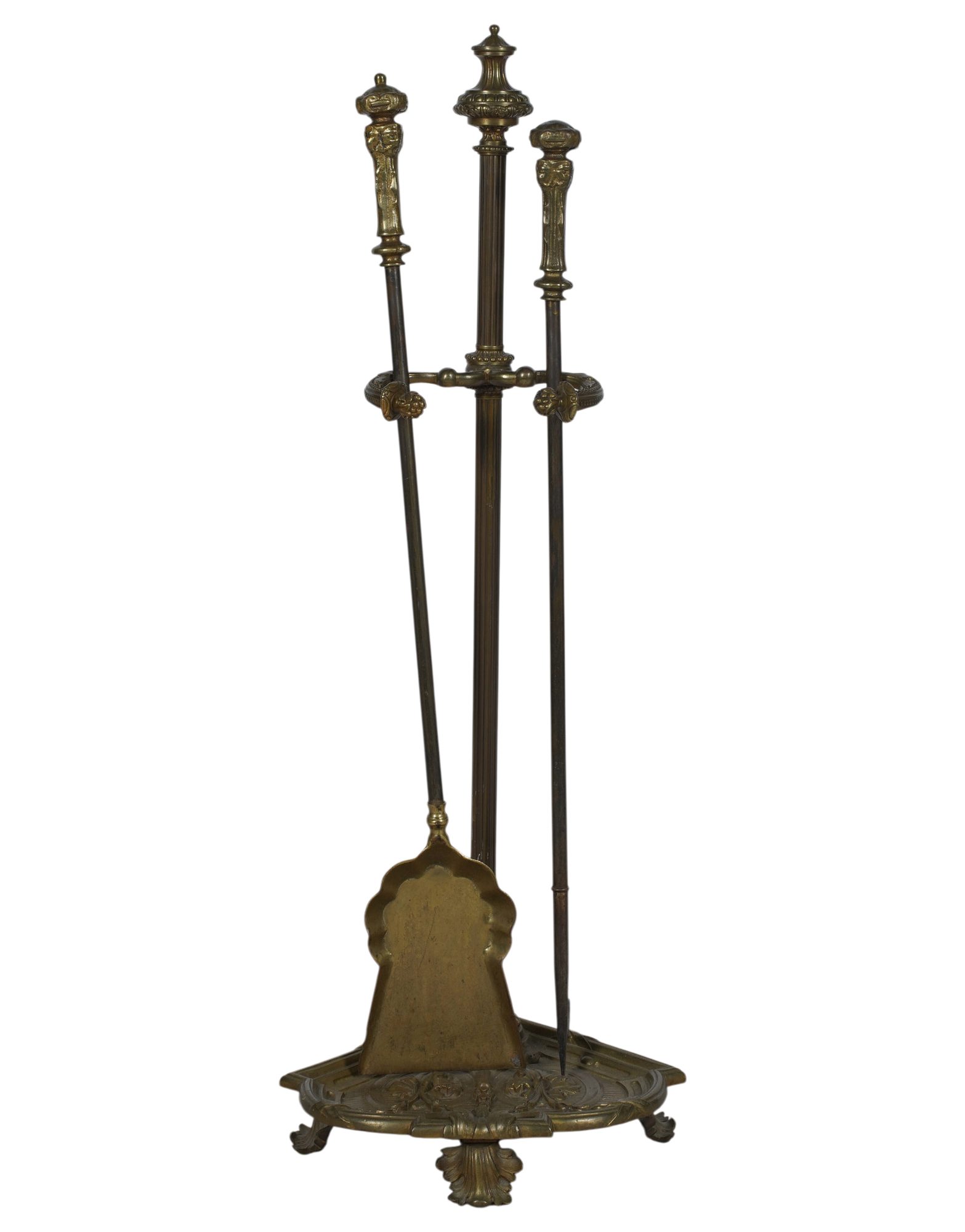 Set of Gilt Bronze Fire Tools with Chenets