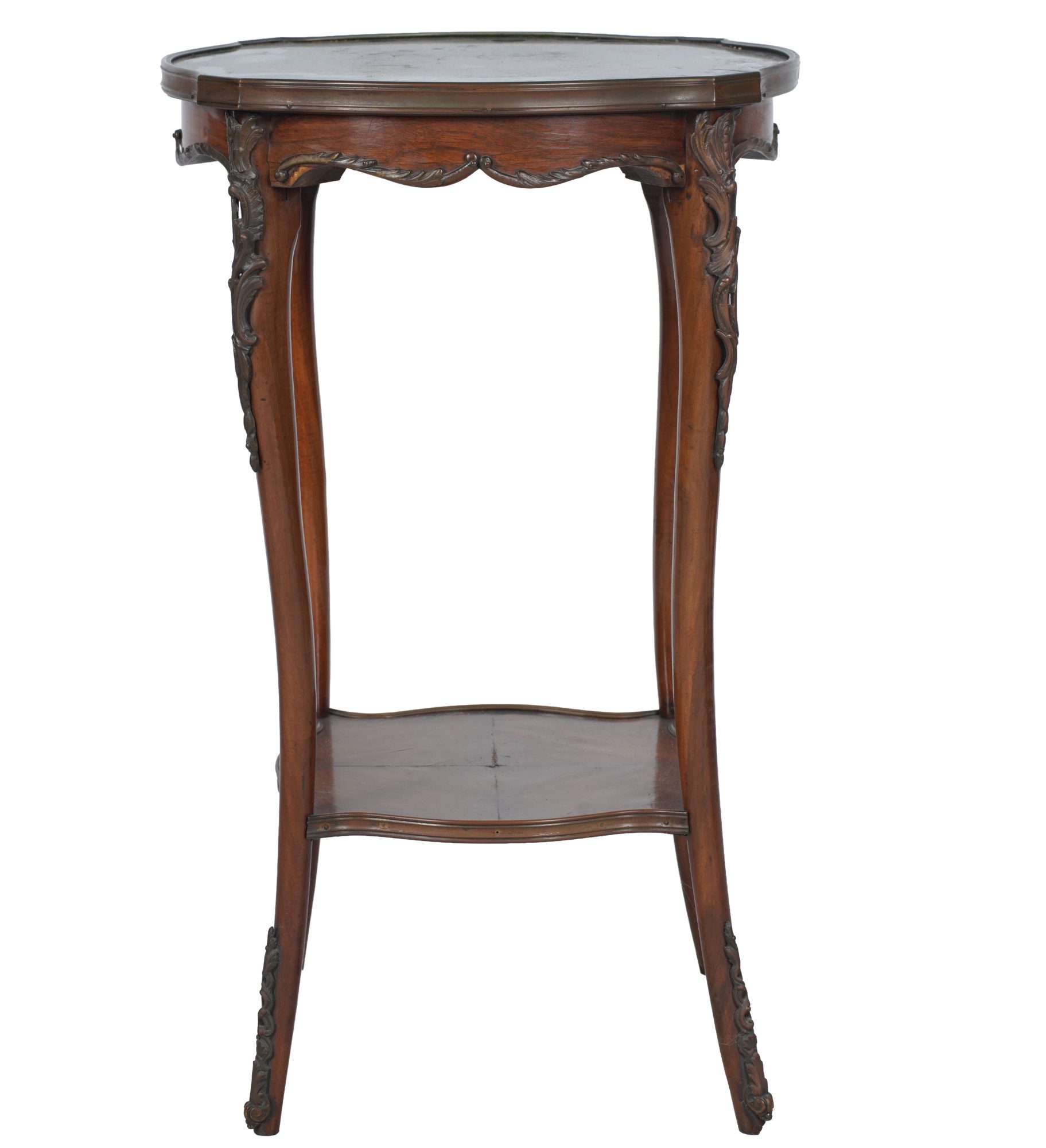 Louis XV-Style Marble Inset Tiered Side Table