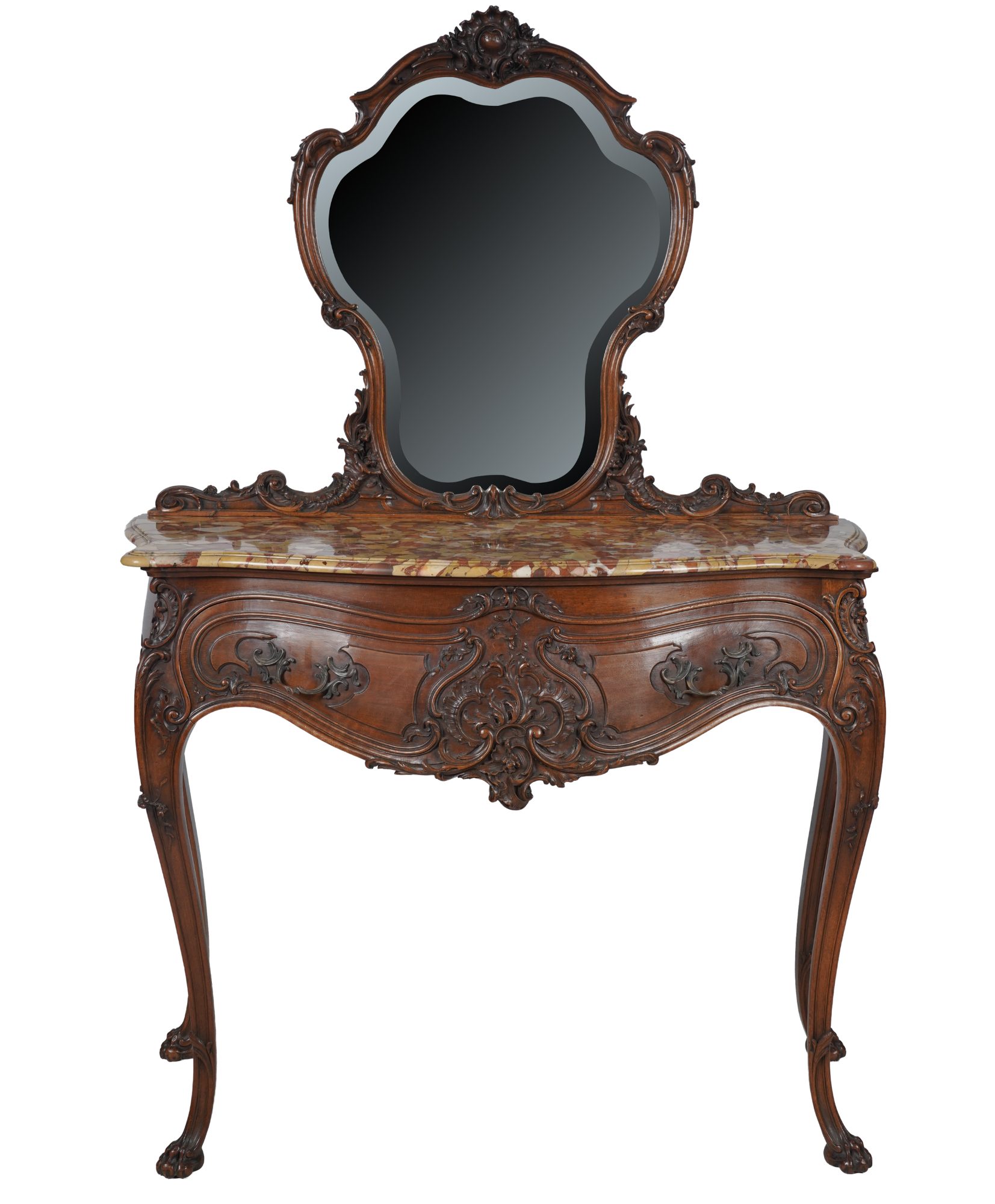 French Rococo-Style Carved Wood Vanity