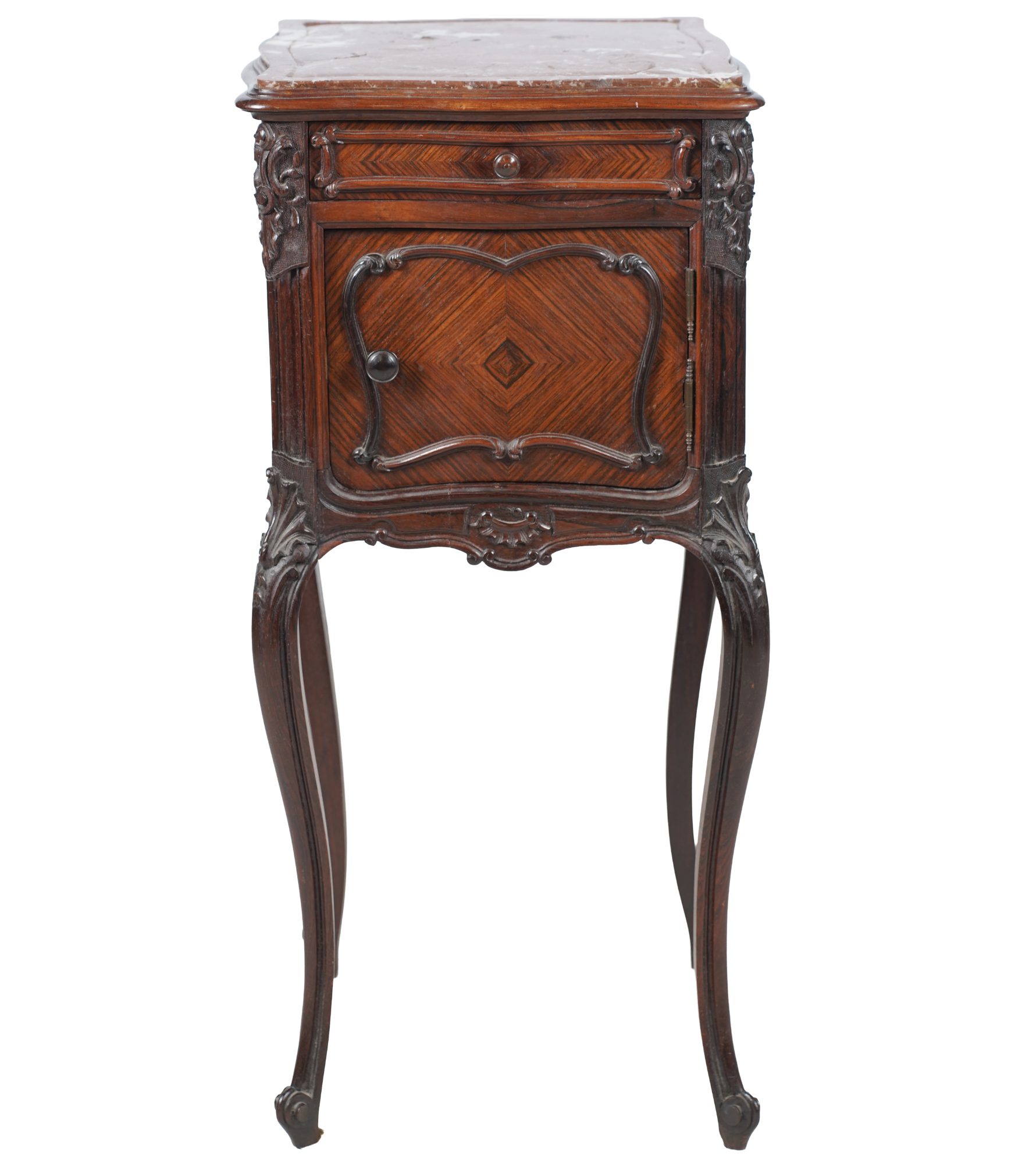 Louis XV-Style Rosewood and Marble Inset Stand