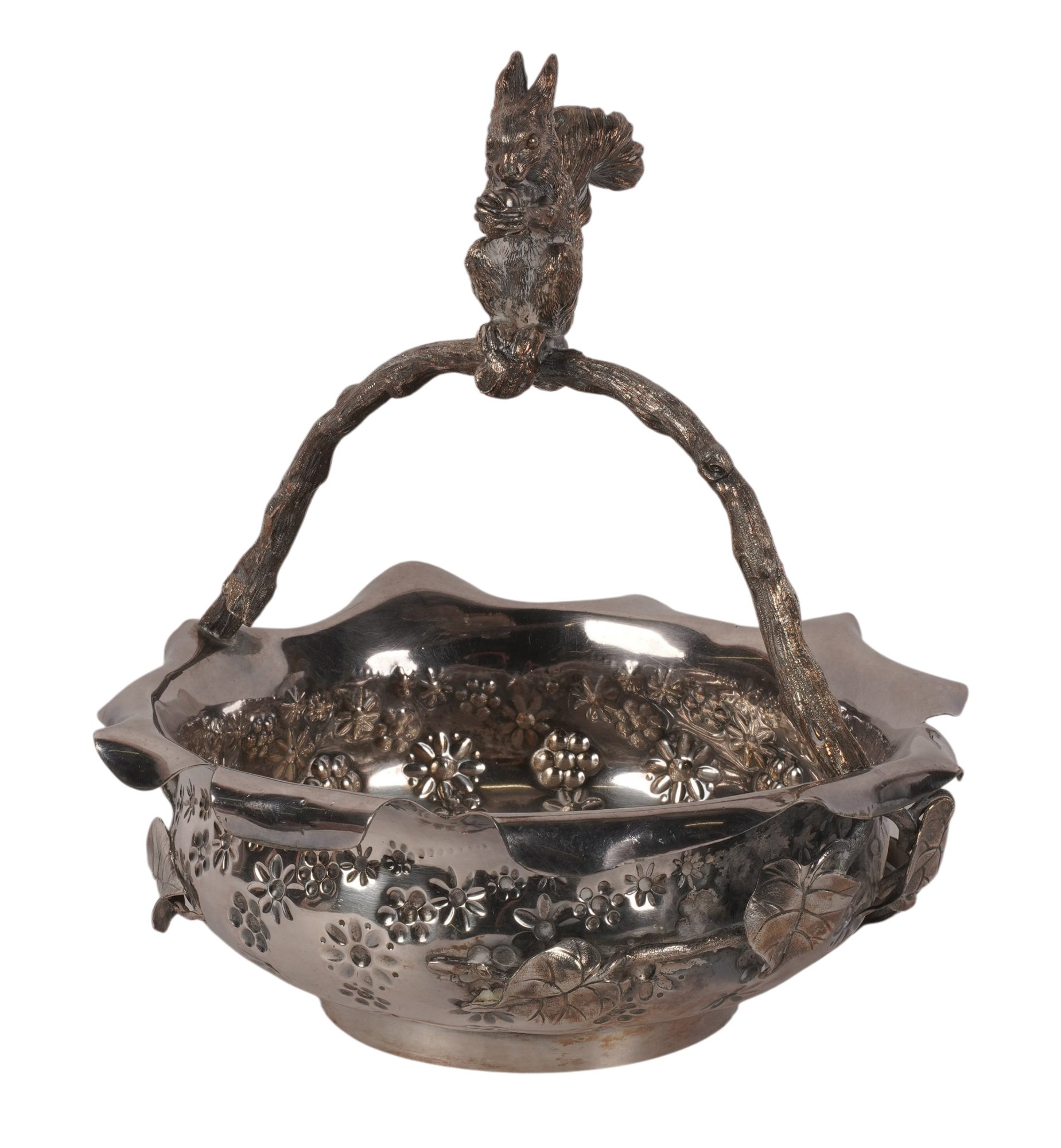 Silverplate Squirrel Basket