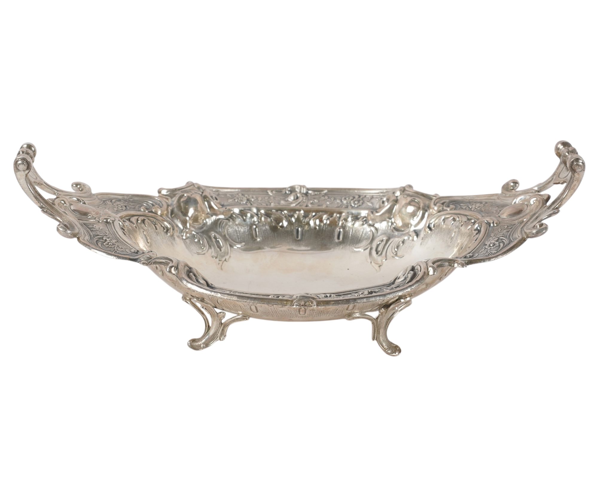 An Ornate Sterling Footed Oval Bowl