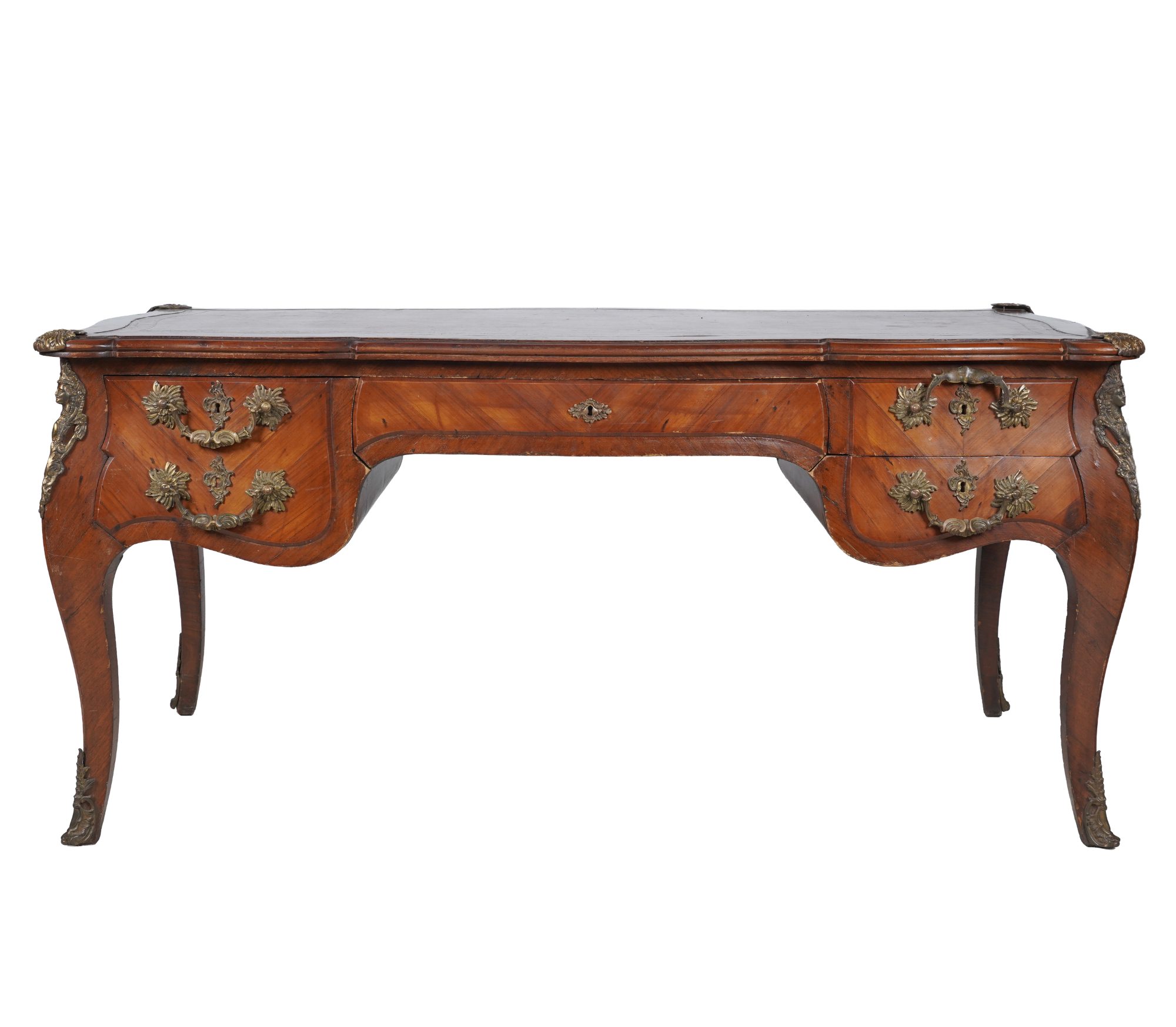 Louis XV-Style Leather Inset Bureau Plat