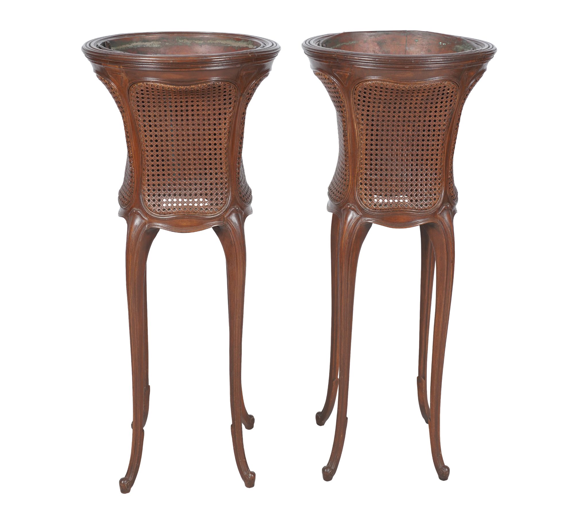Mahogany and Cane Jardinieres