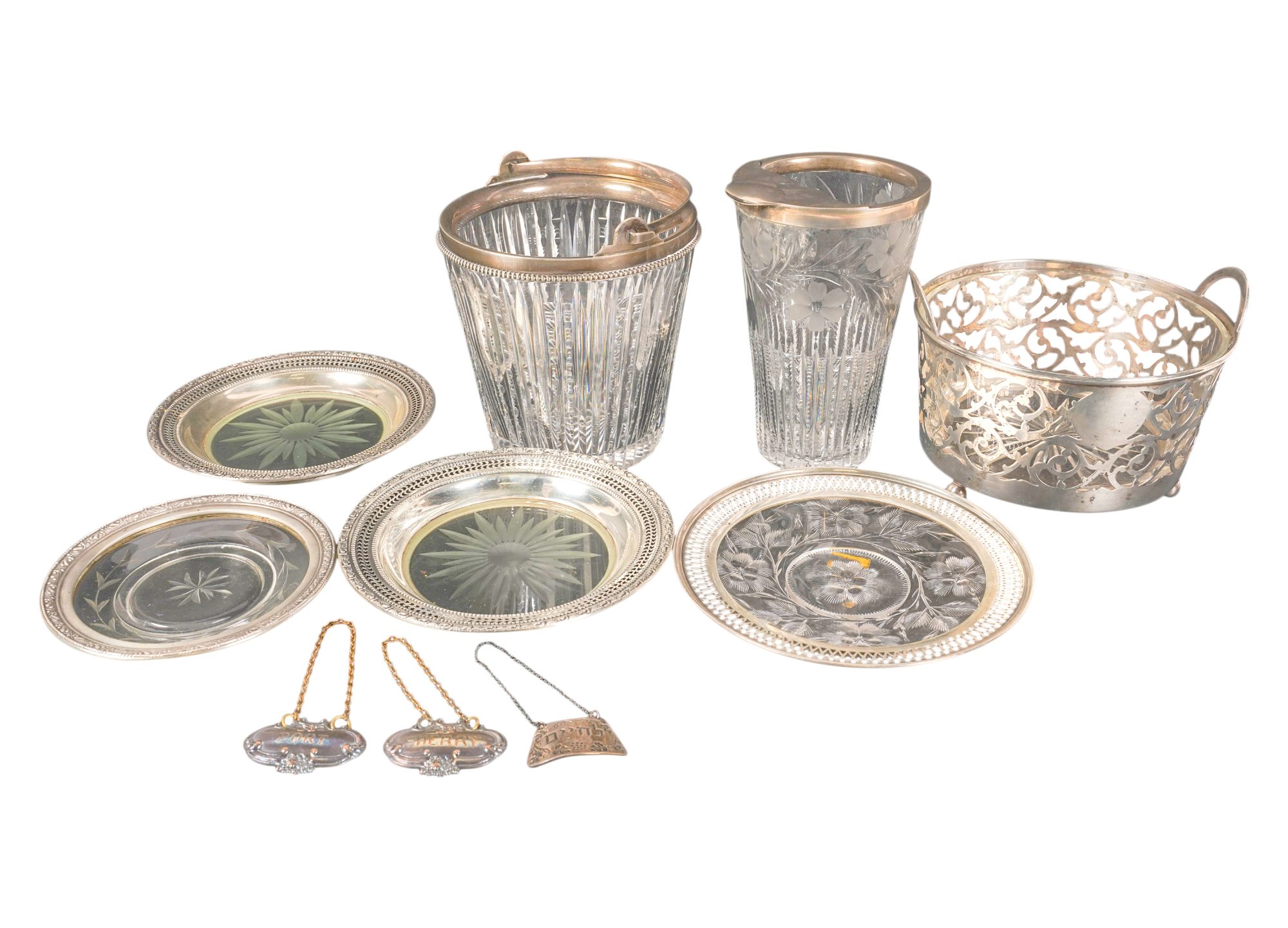 Collection of Sterling and Cut Crystal Barware