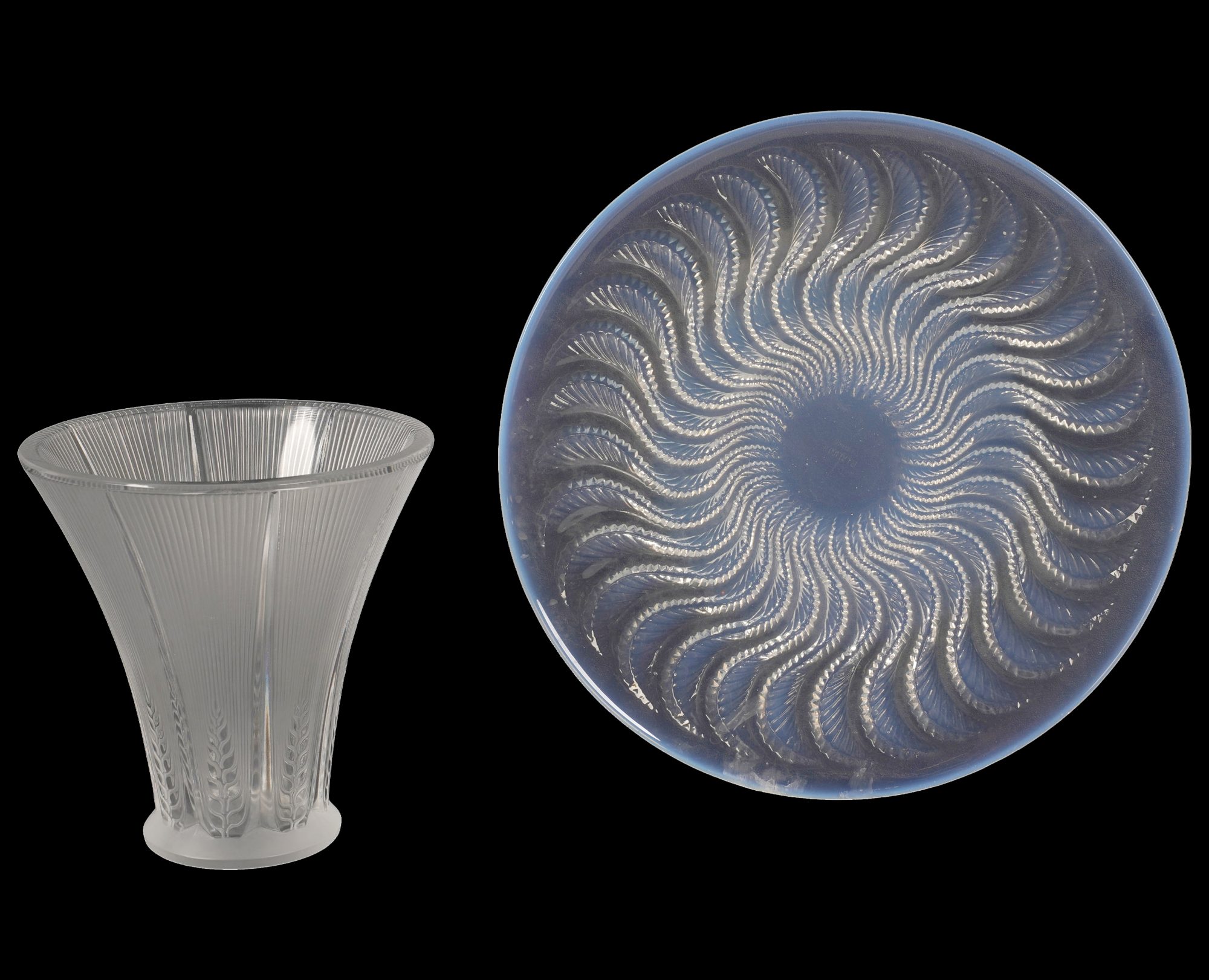 Two R. Lalique Crystal Table Articles