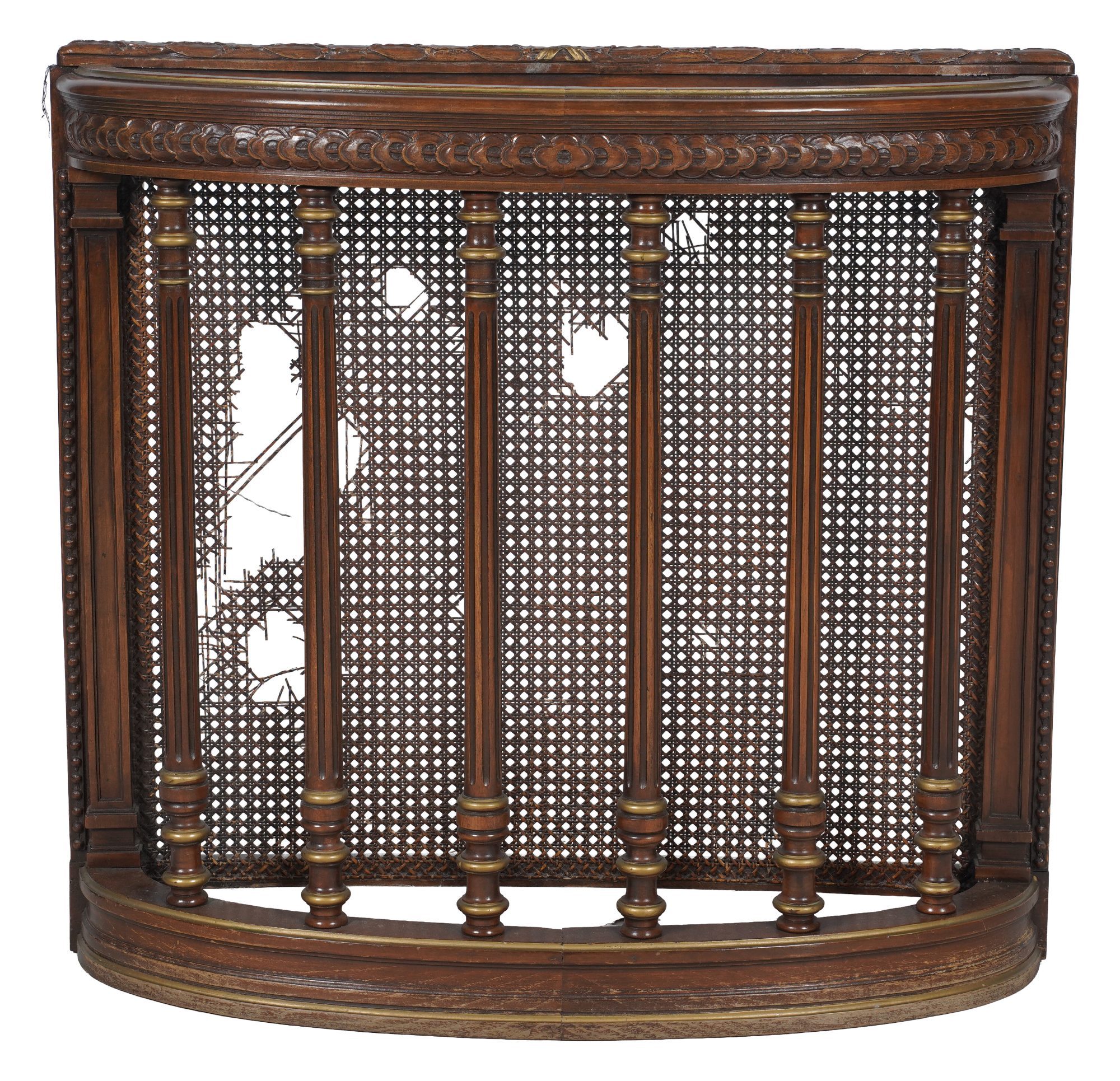 Carved Wood and Cane Umbrella Stand