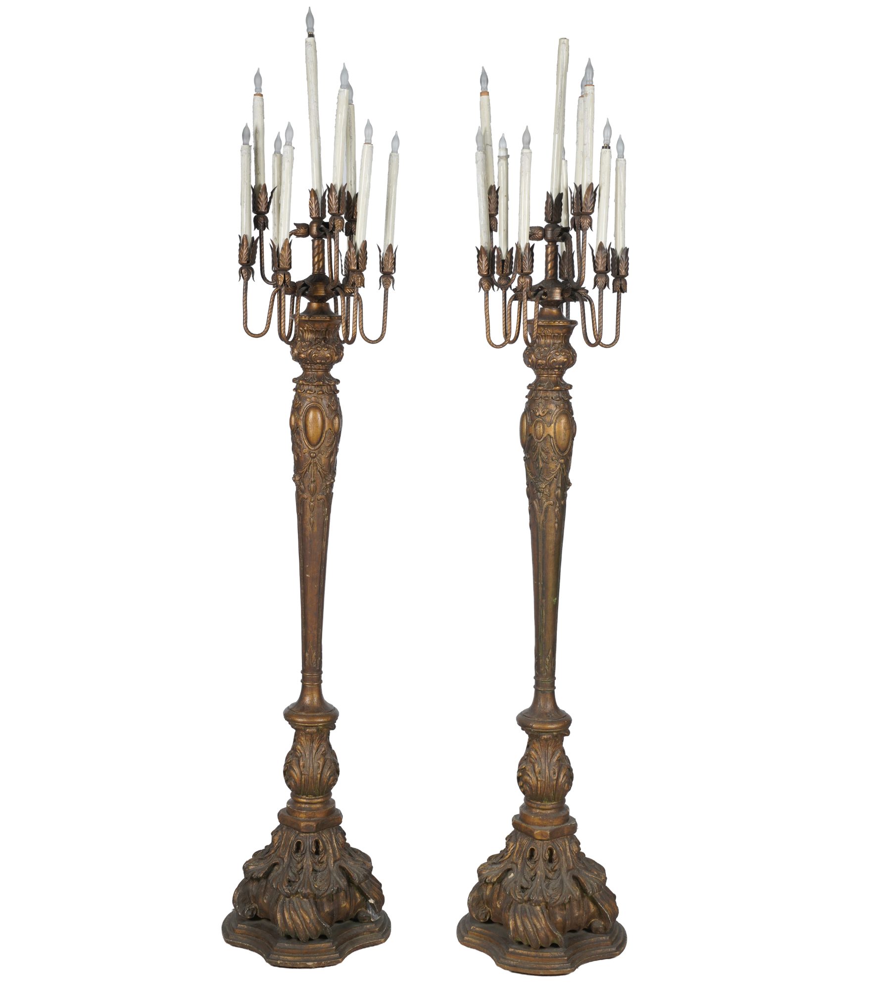 Pair of Neoclassical-Style Torchiere Floor Lamps