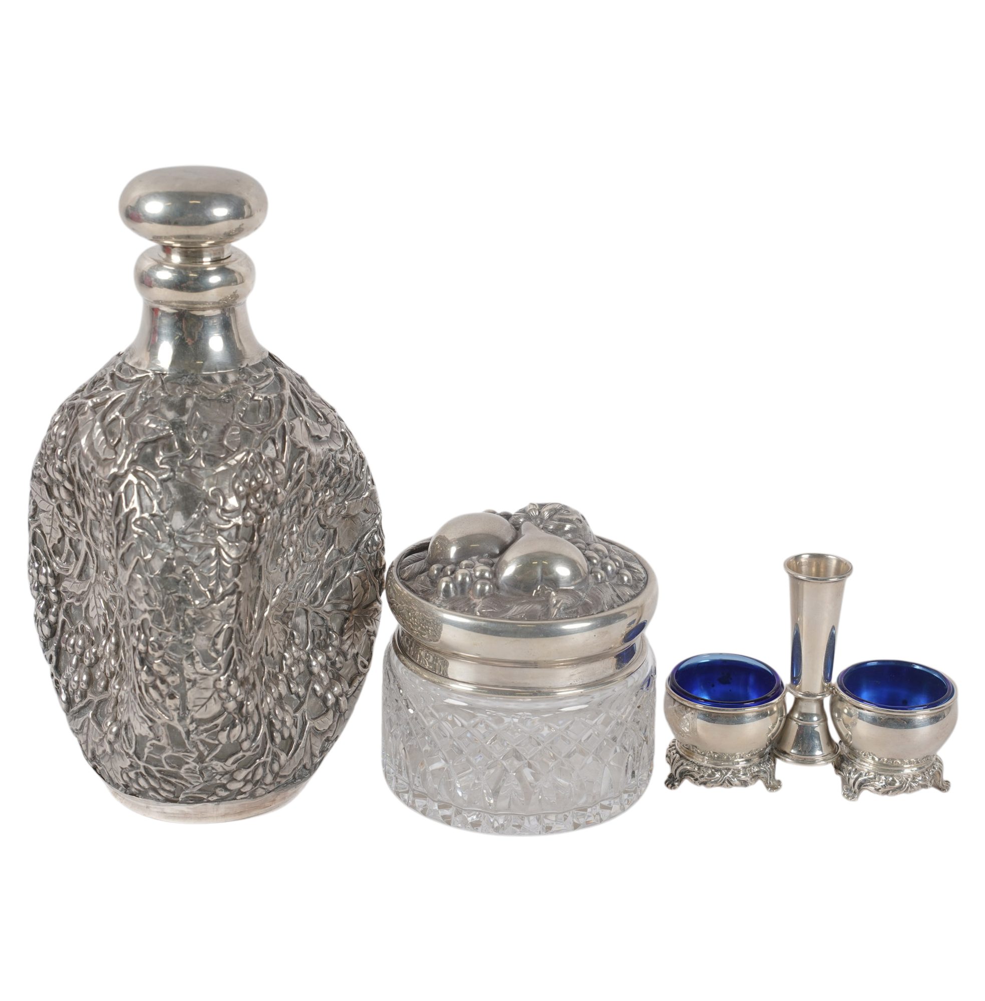 A Collection of Glass and Sterling Silver Objects
