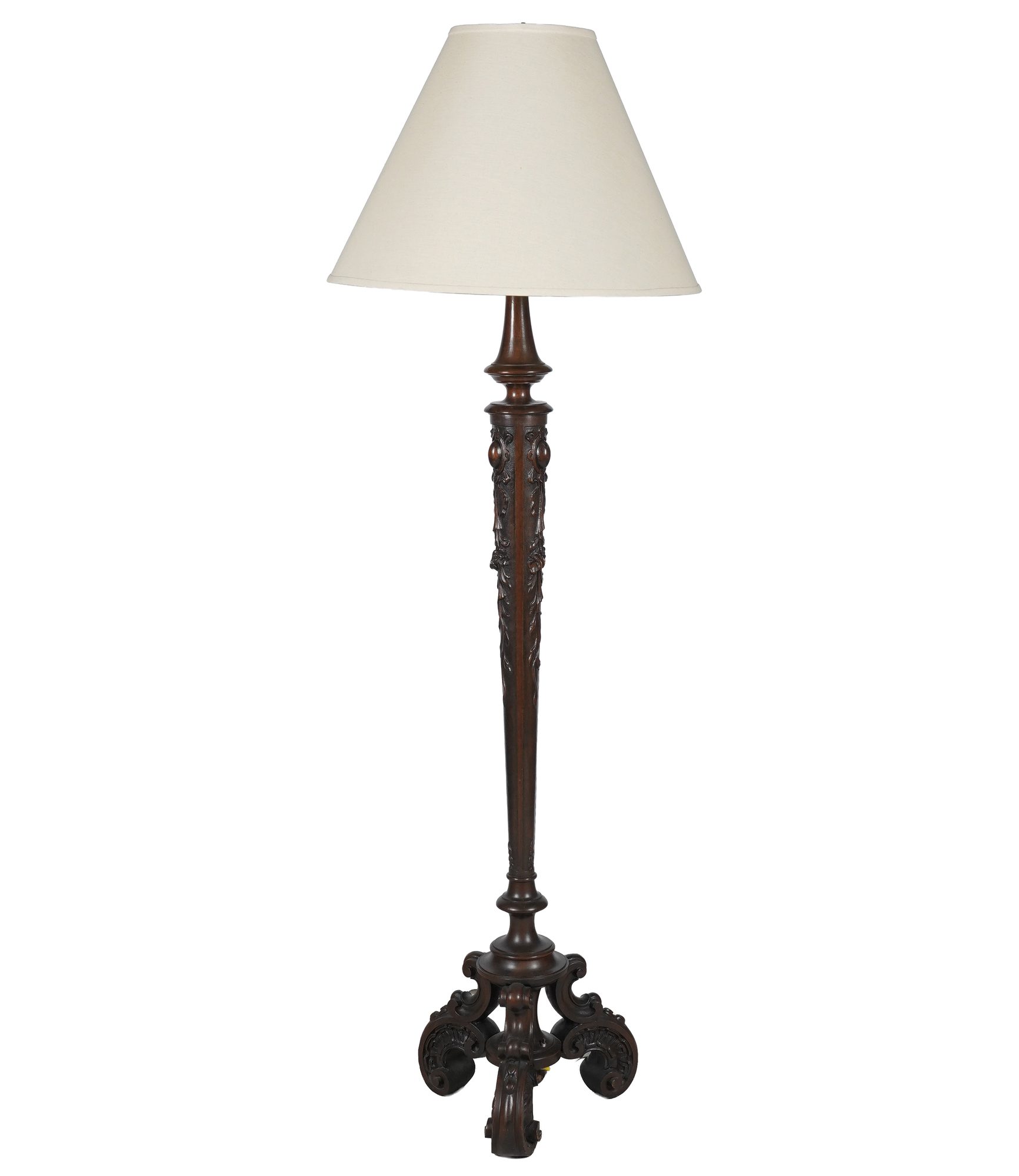 Rococo-Style Carved Wood Floor Lamp