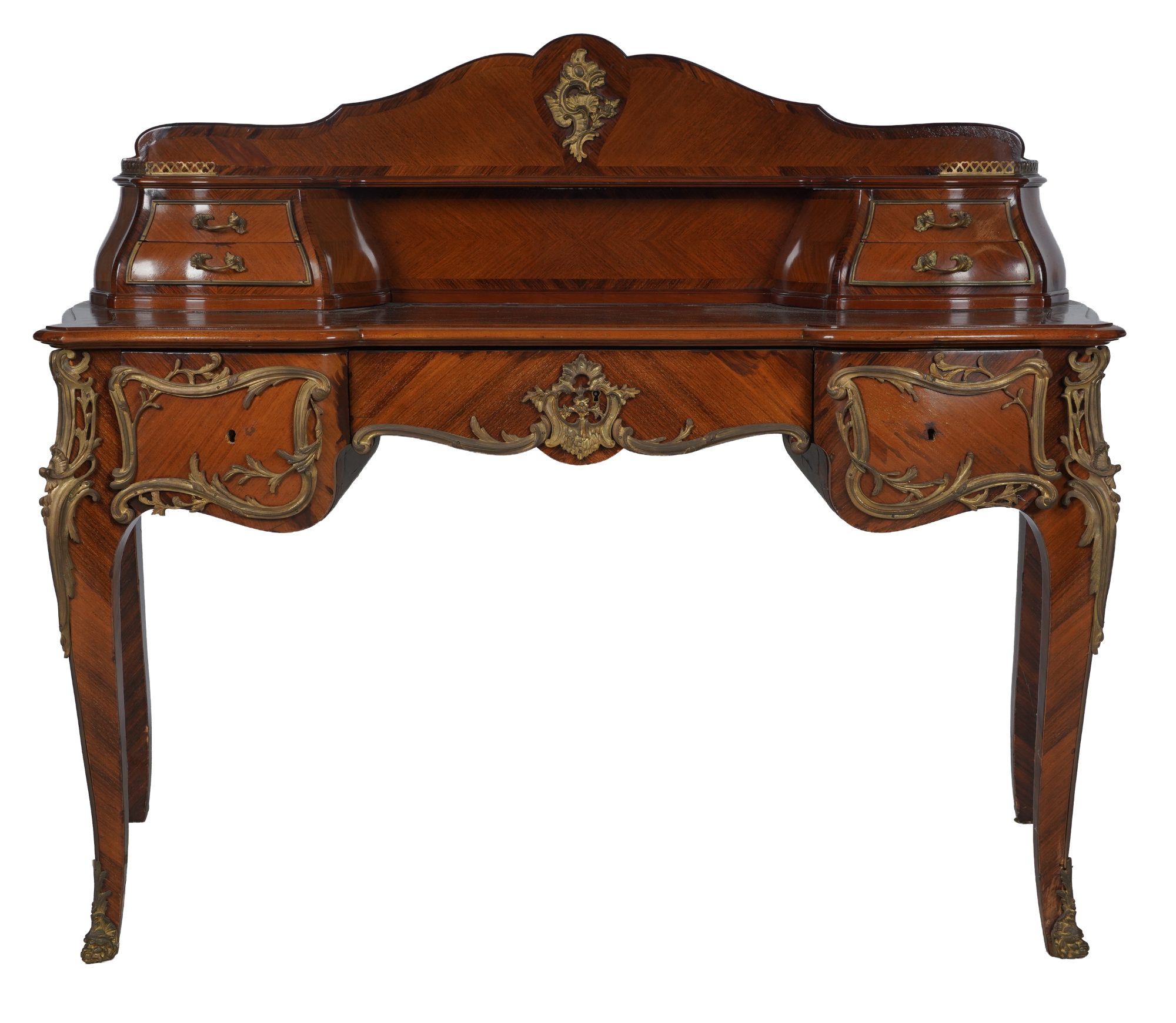 Louis XV-Style Gilt Bronze Mounted and Leather Inset Desk