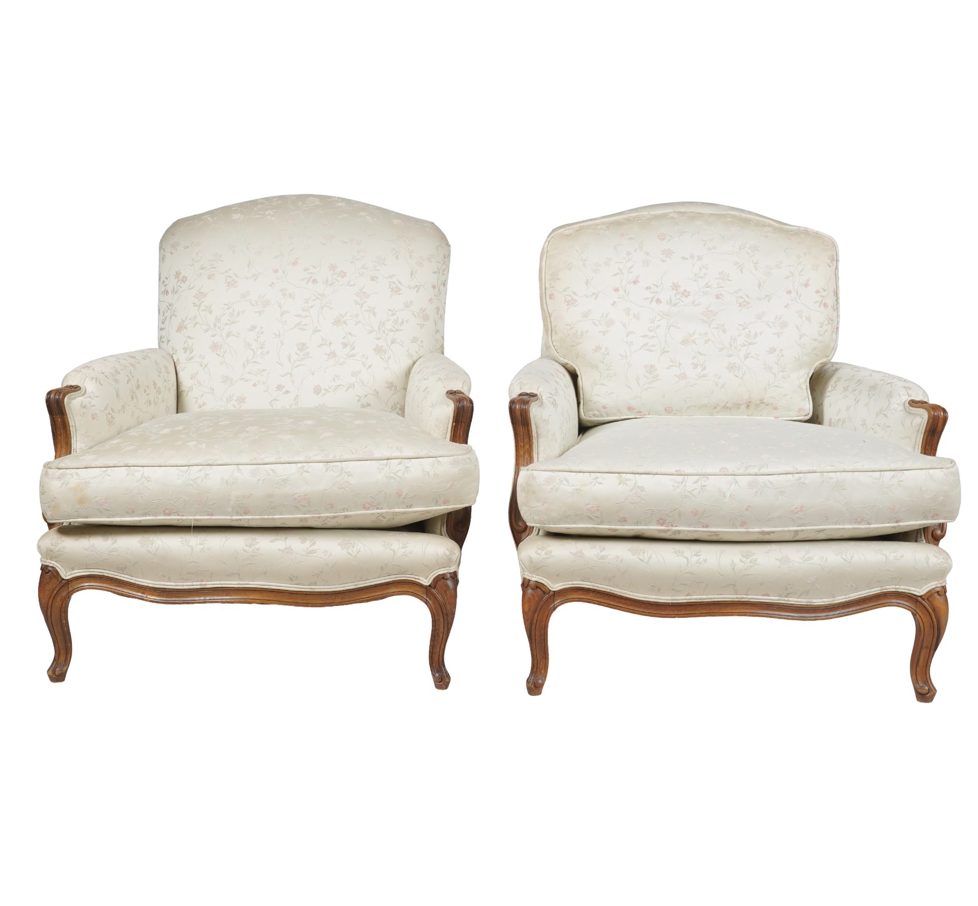 Pair of Provincial Floral Upholstered Bergeres