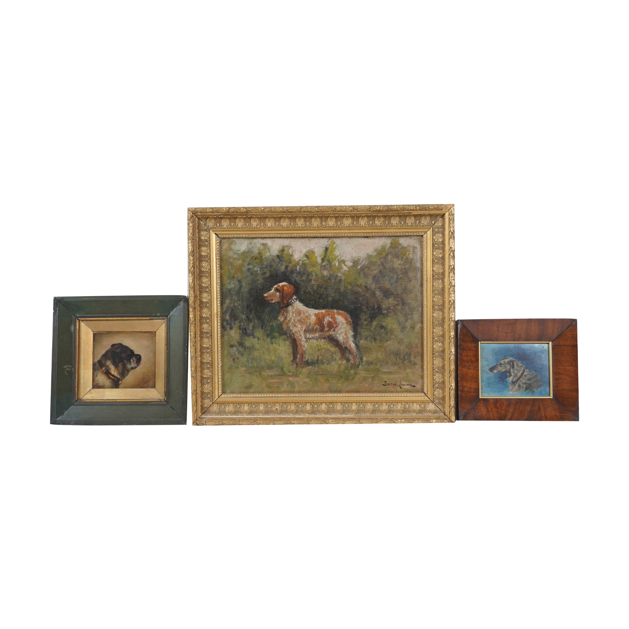 Three Vintage Mixed Breed Dog Paintings