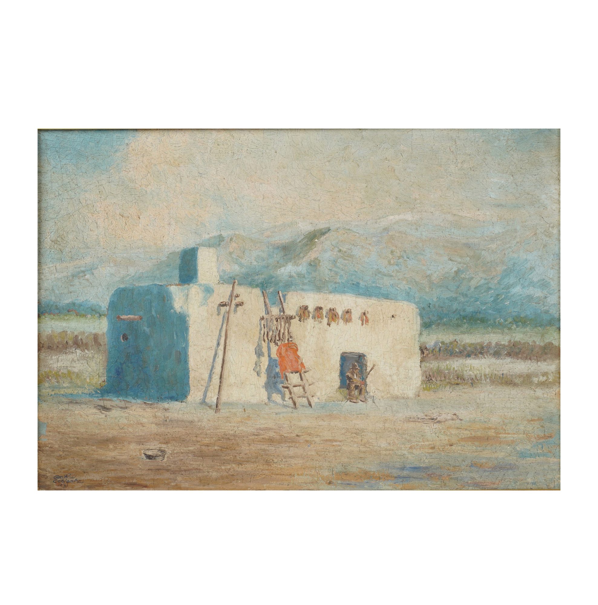 George Coblentz; (1896-1973) Painting of a New Mexico Pueblo Style Building