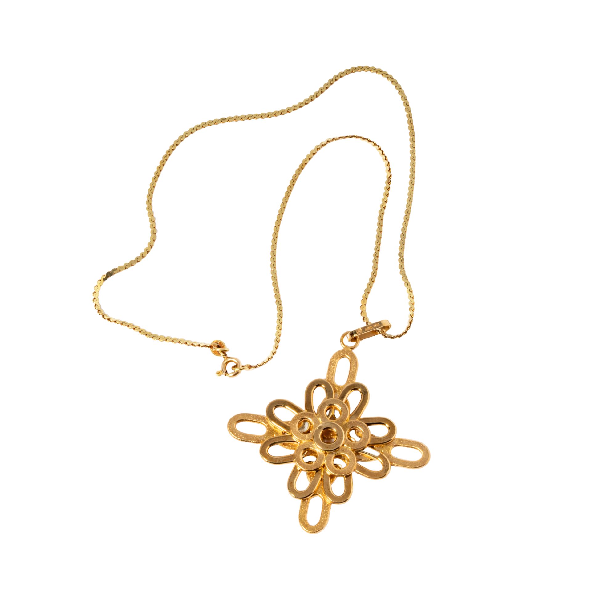 14 Karat Yellow Gold Cross and Necklace