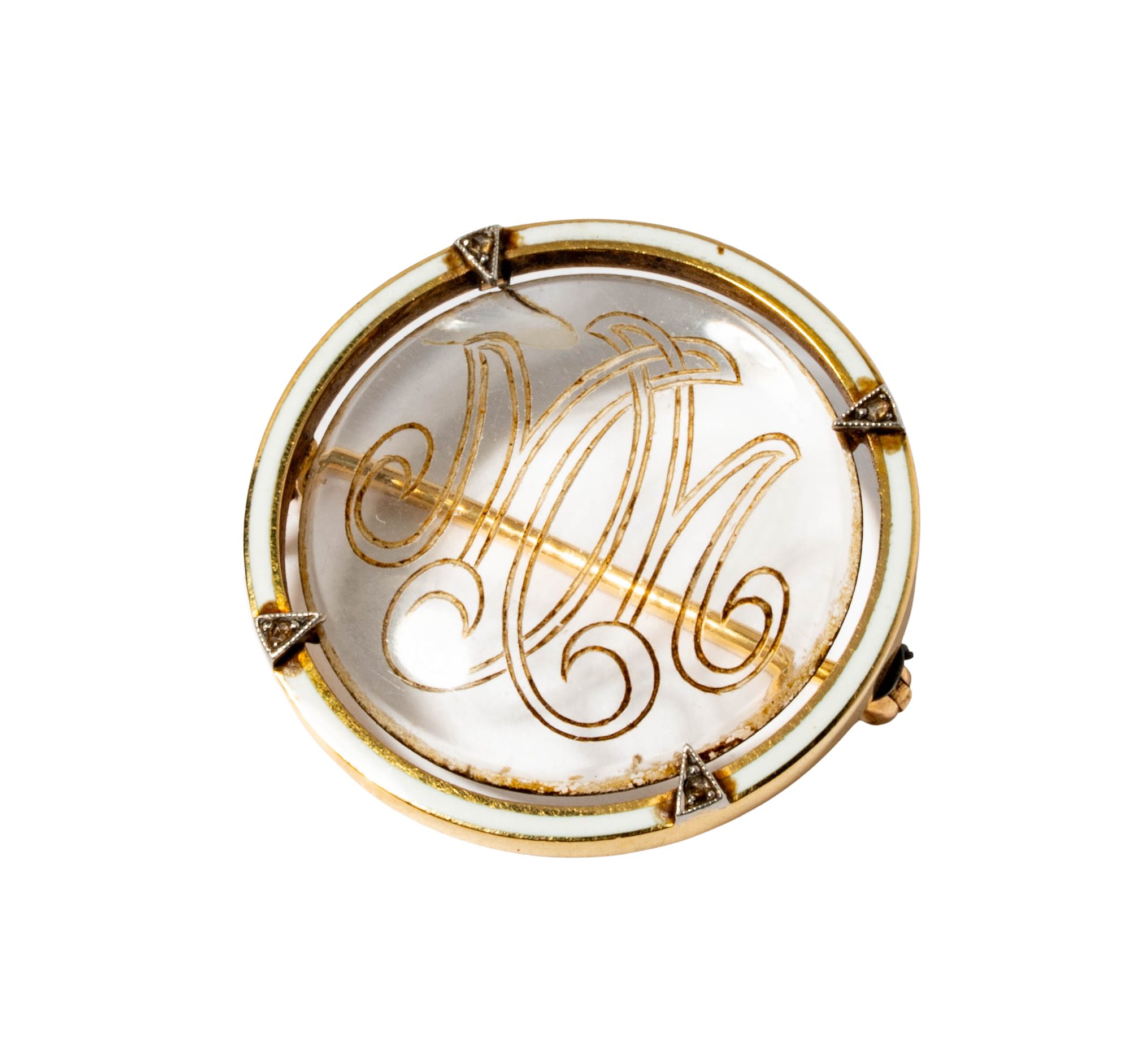 Cartier 14 Karat Yellow Gold, Enamel and Diamond Brooch