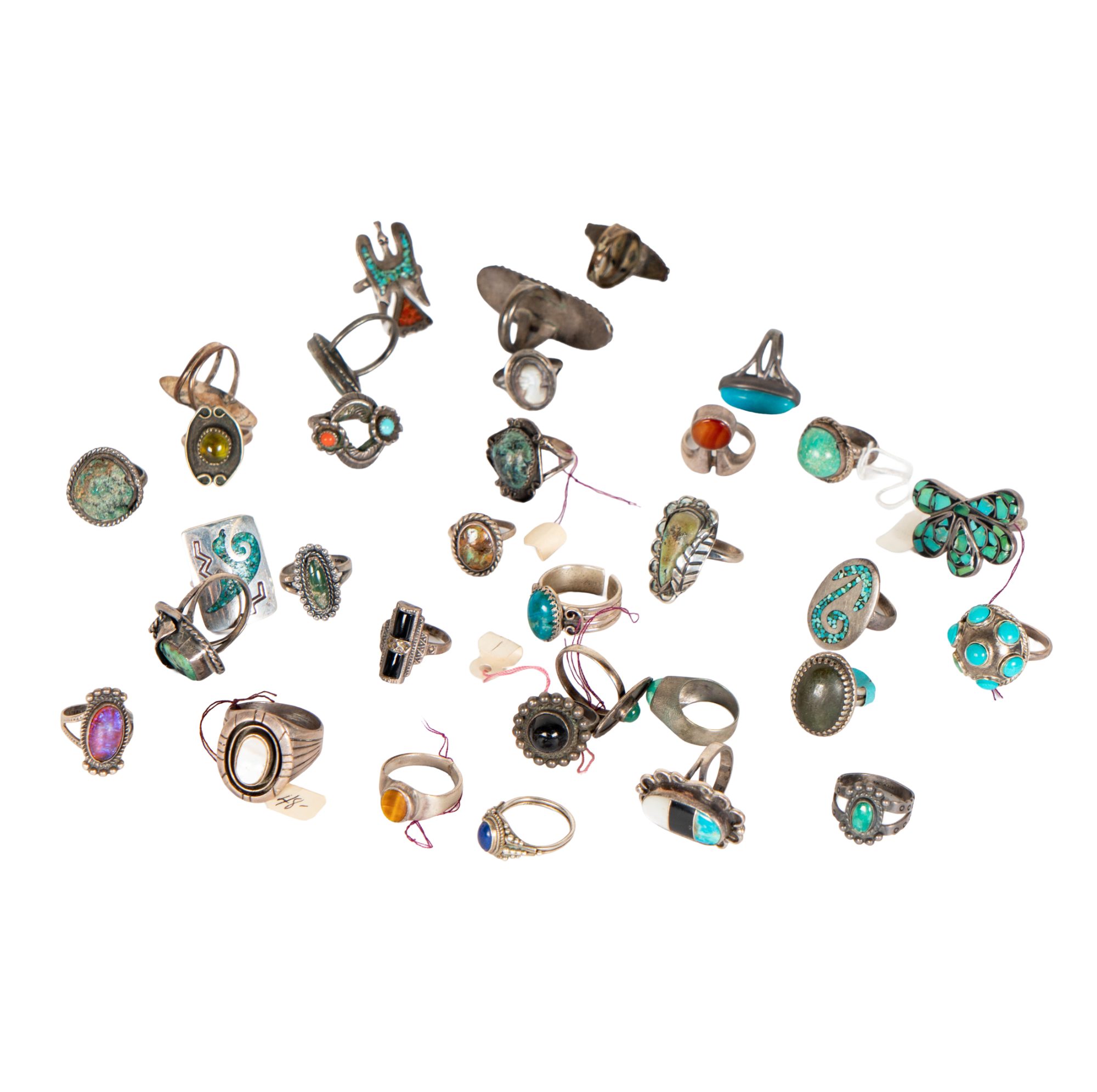 Large Group Of silver and Silver-tone Accent Rings