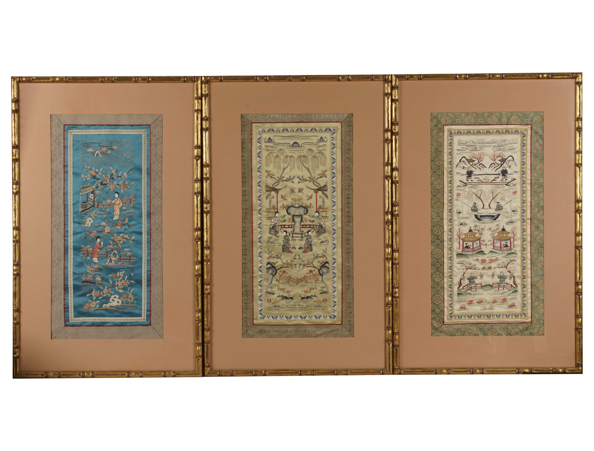 Three Chinese Framed Embroideries
