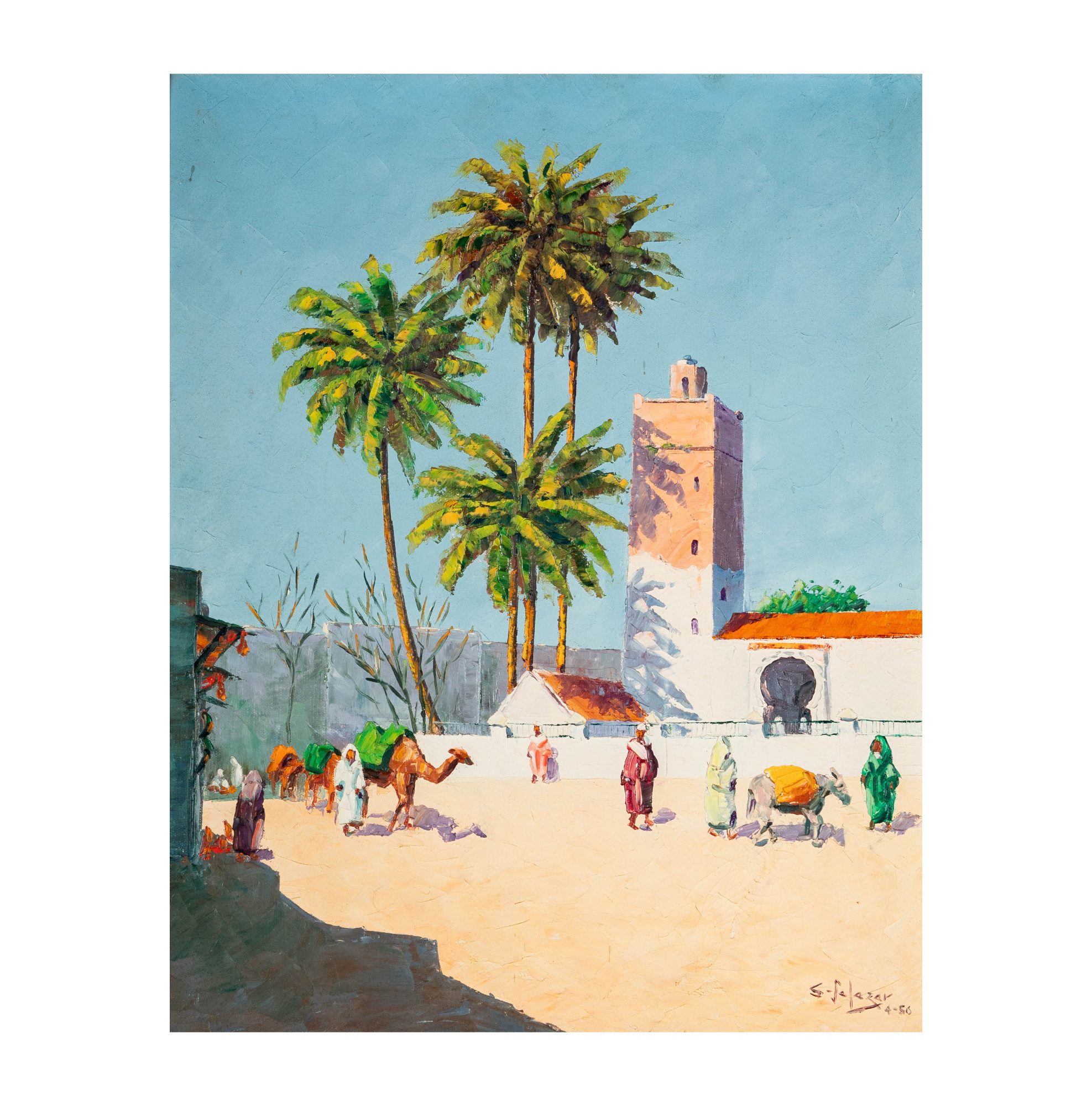 Orientalist Scene with Palm Trees