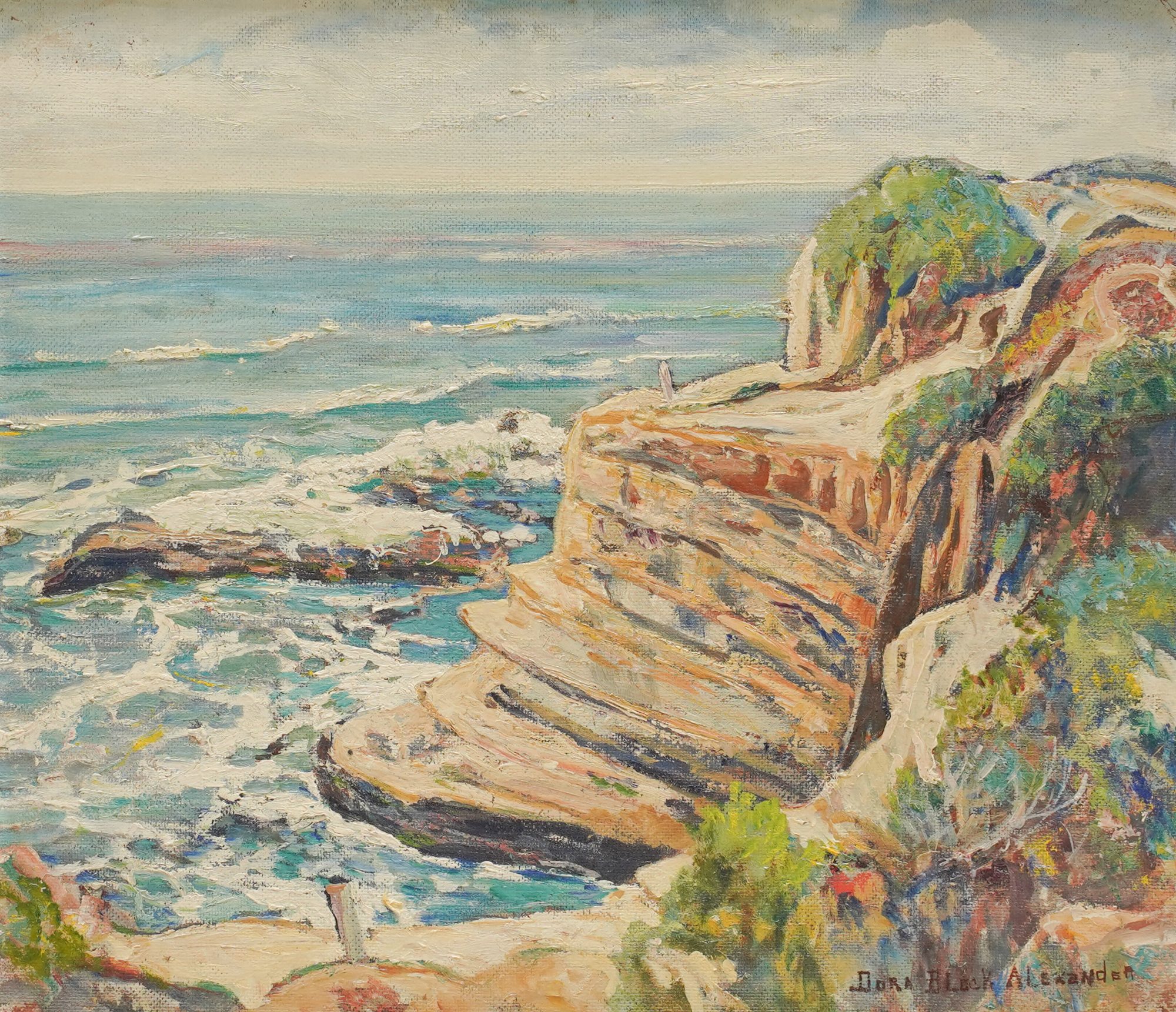 Dora Block Alexander (California, 1888-1980), Cliffs and Sea, San Diego