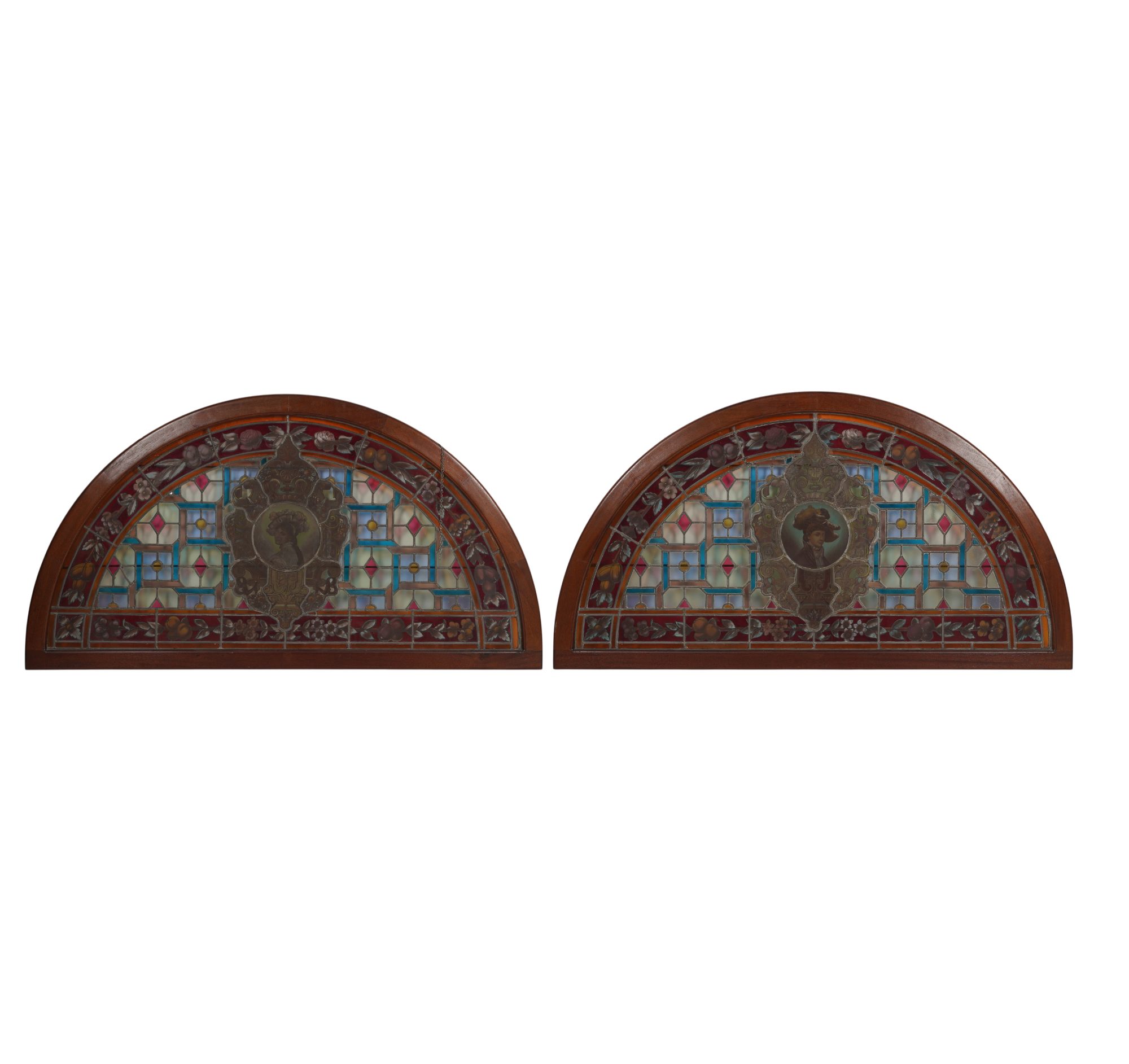 Pair of Victorian-Style Stained Glass Panels