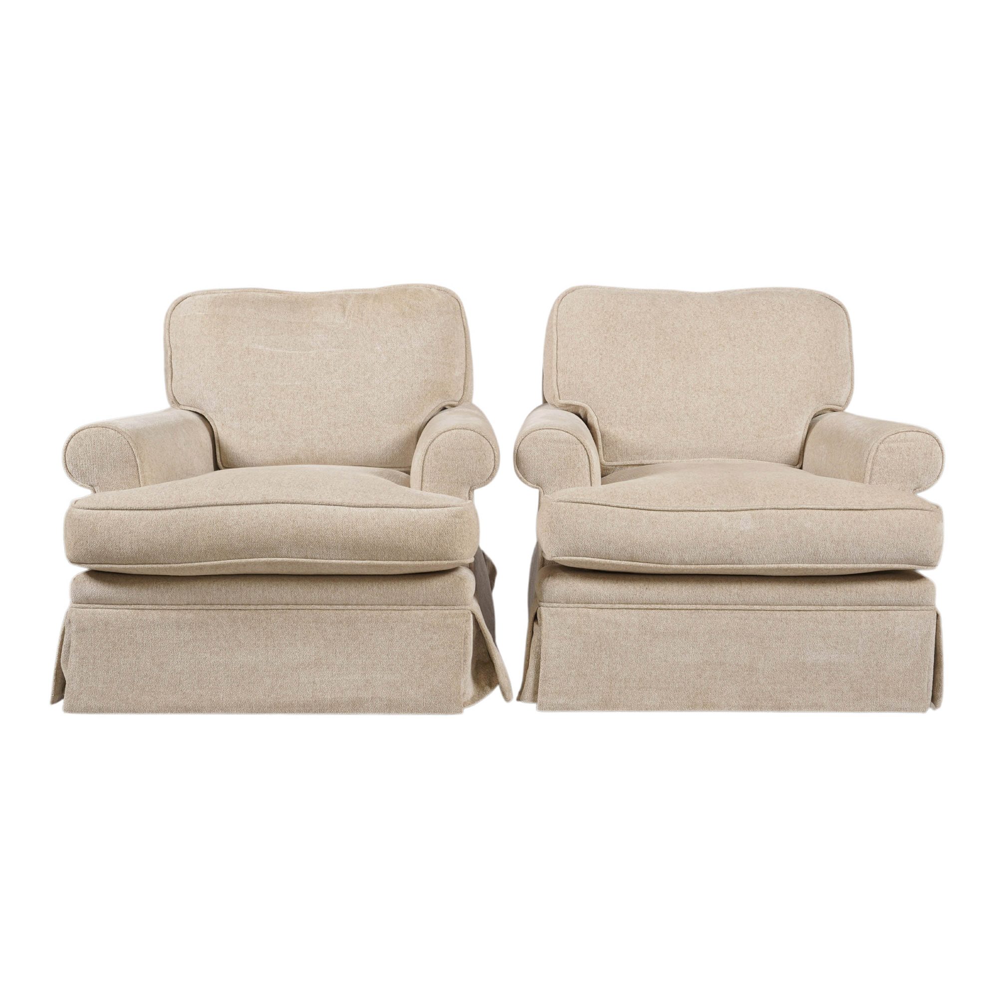 Pair of Beige Upholstered Club Chairs
