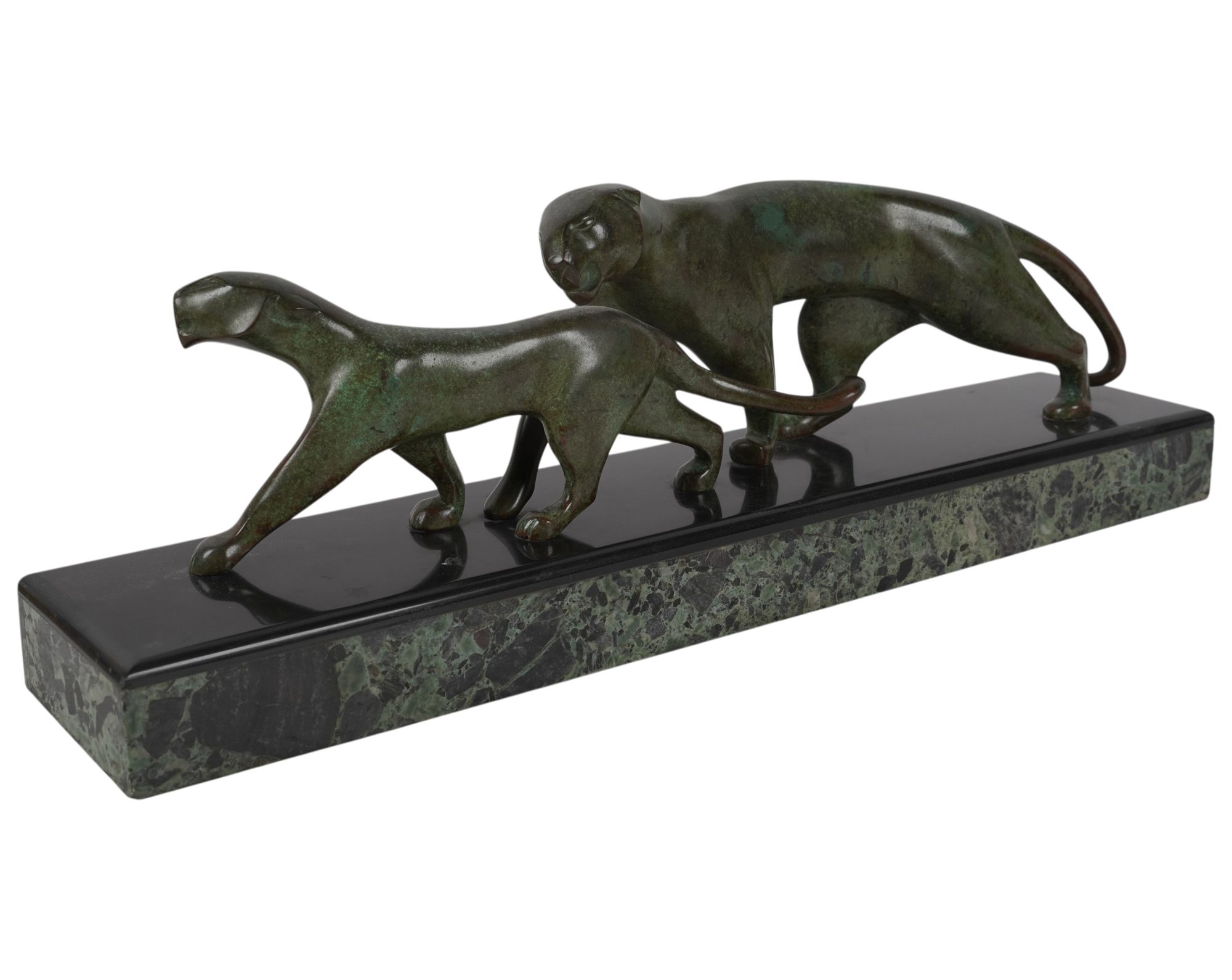 French Art Deco Bronze Panther Group