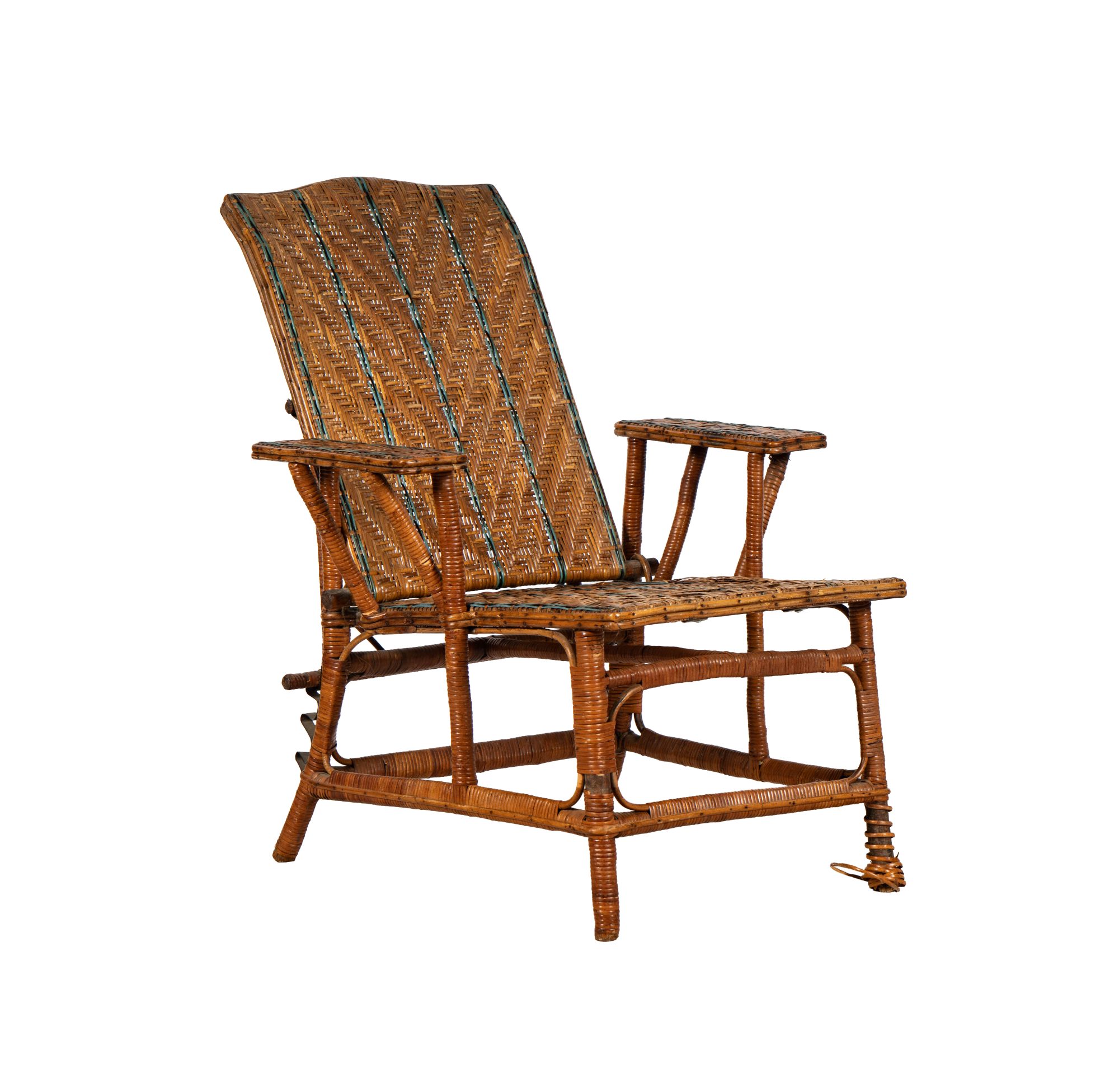 Vintage French Rattan and Bamboo Deck Chair
